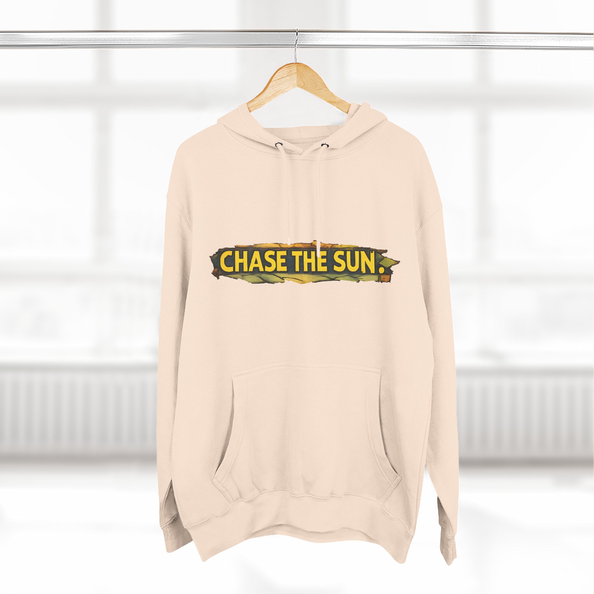 Three-Panel Fleece Hoodie - "Chase The Sun" Design Cubic-Line