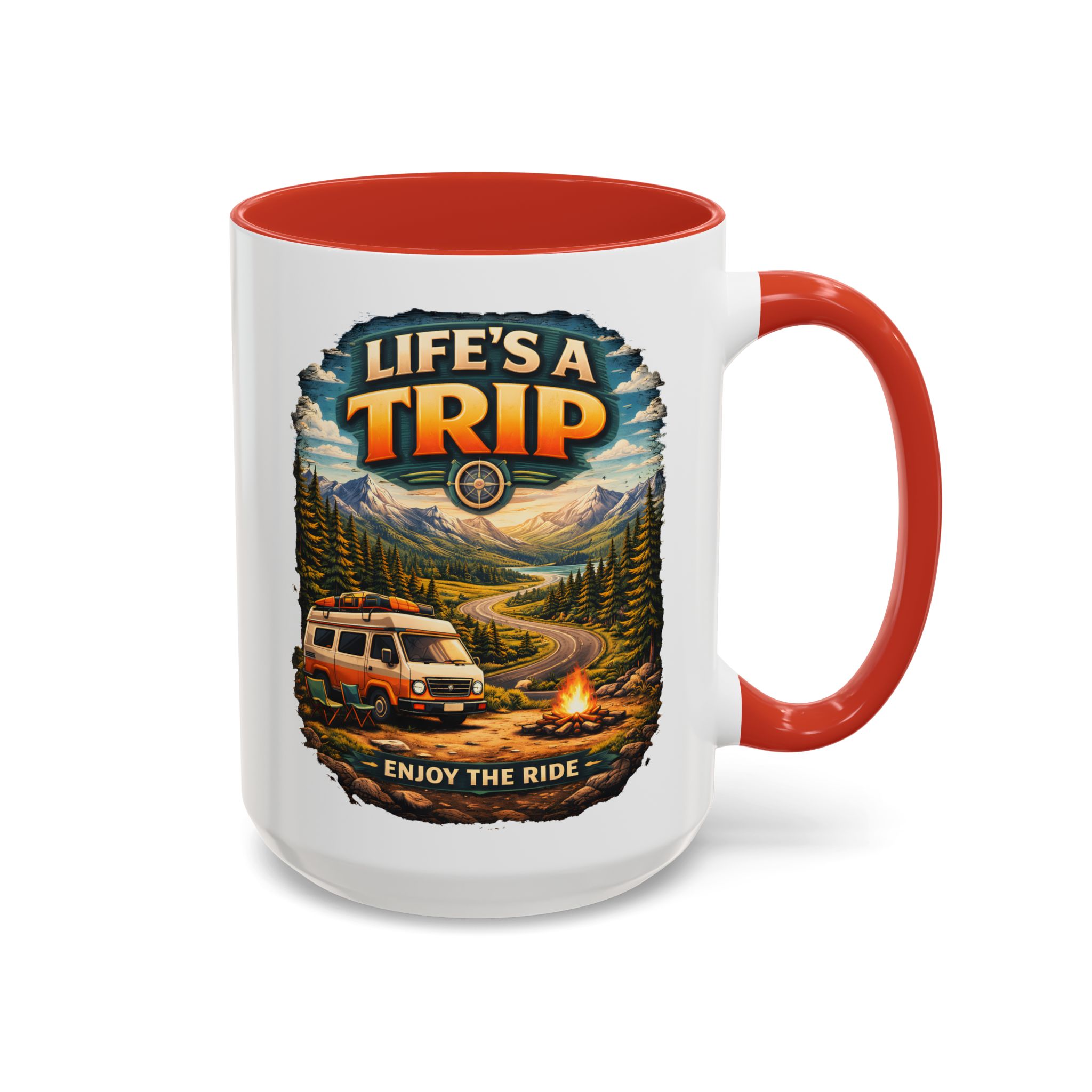Accent Coffee Mug (11, 15oz) — "Life s A Trip" Design Scenic-Line