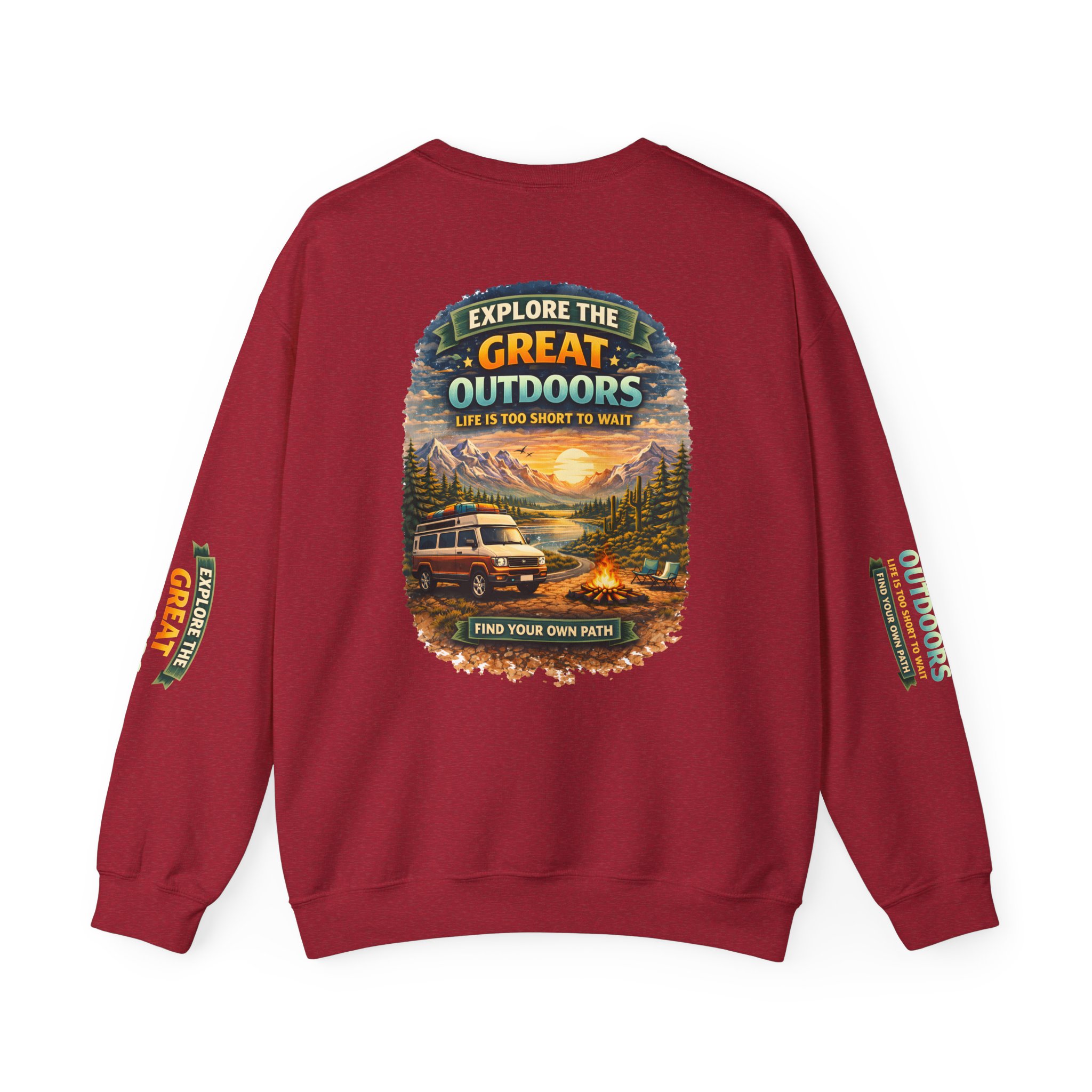 Unisex Heavy Blend™ Crewneck Sweatshirt — "Explore The Great Outdoors" Design Scenic-Line