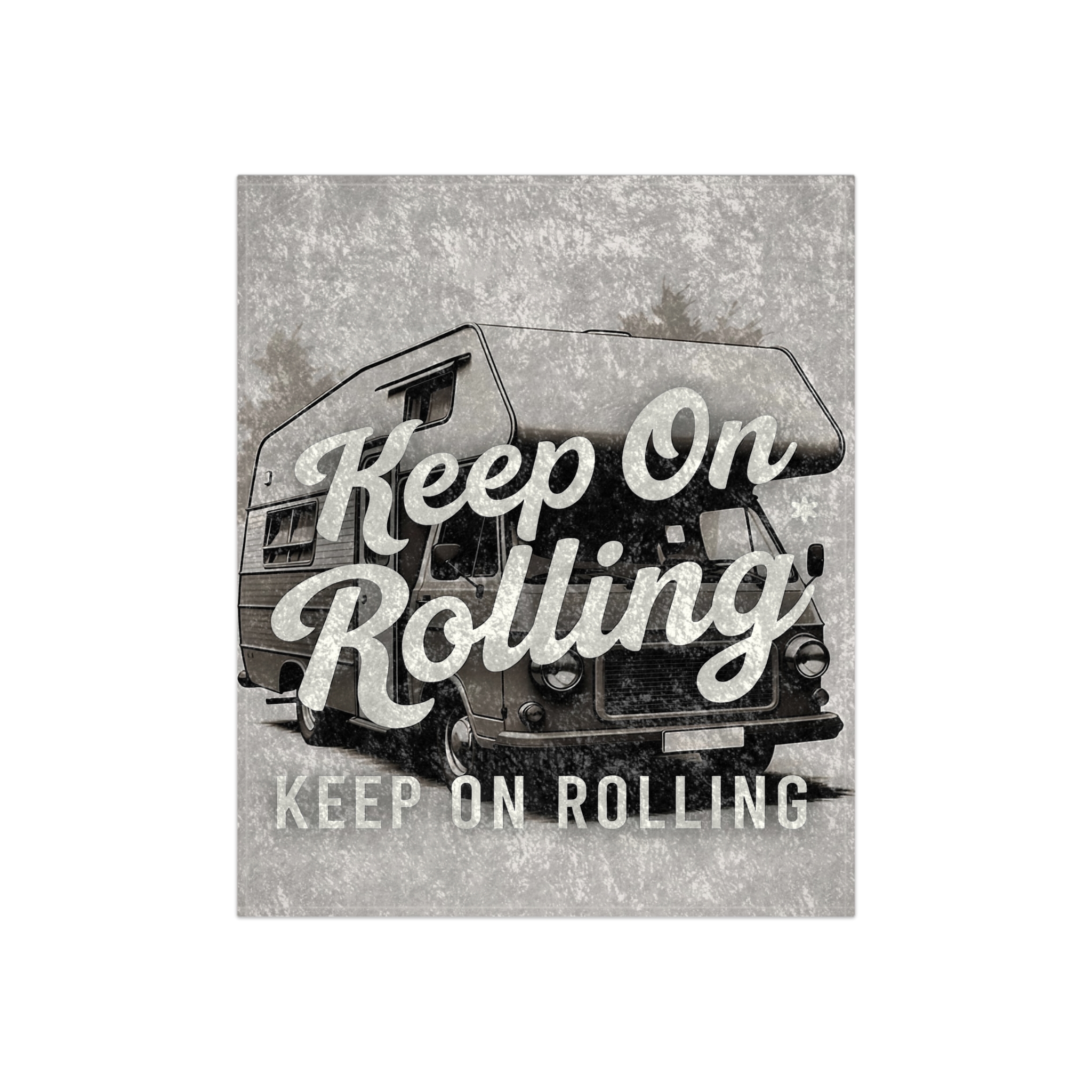 Crushed Velvet Blanket — "Keep On Rolling" RV Camper Throw Blanket