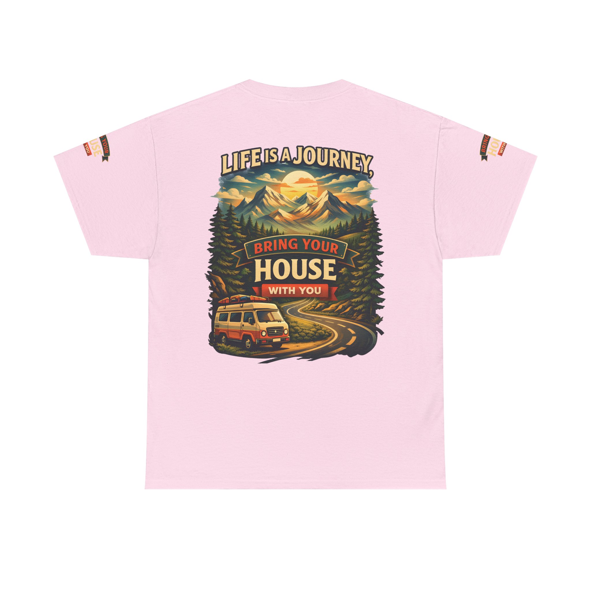 13029382355587451233_2048.jpeg Unisex Heavy Cotton Tee — "Live Is A Journey-Bring Your House With You" Design Scenic-Line