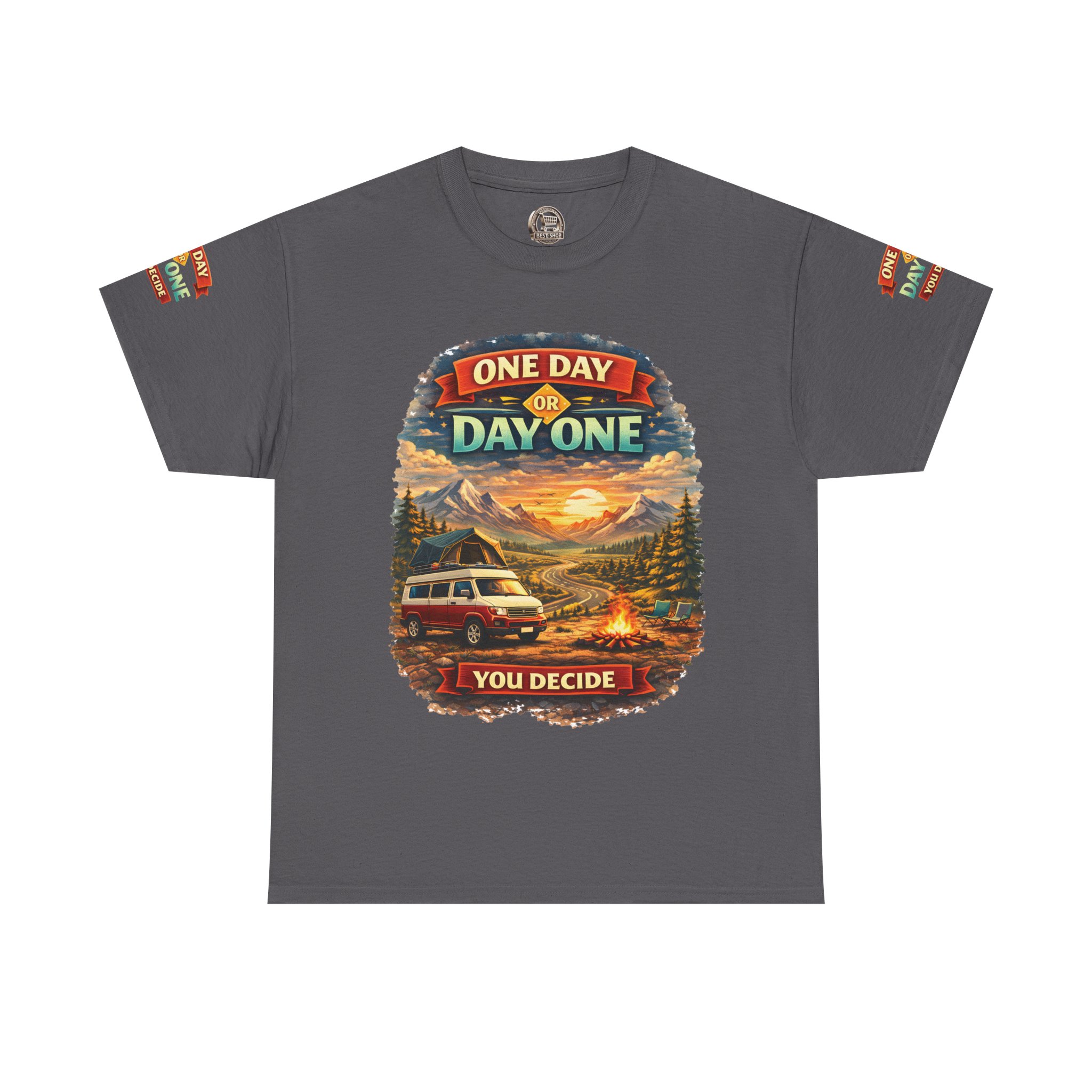 1303924346249428947_2048.jpeg Unisex Heavy Cotton Tee — "One Day Or Day One" Design Scenic-Line