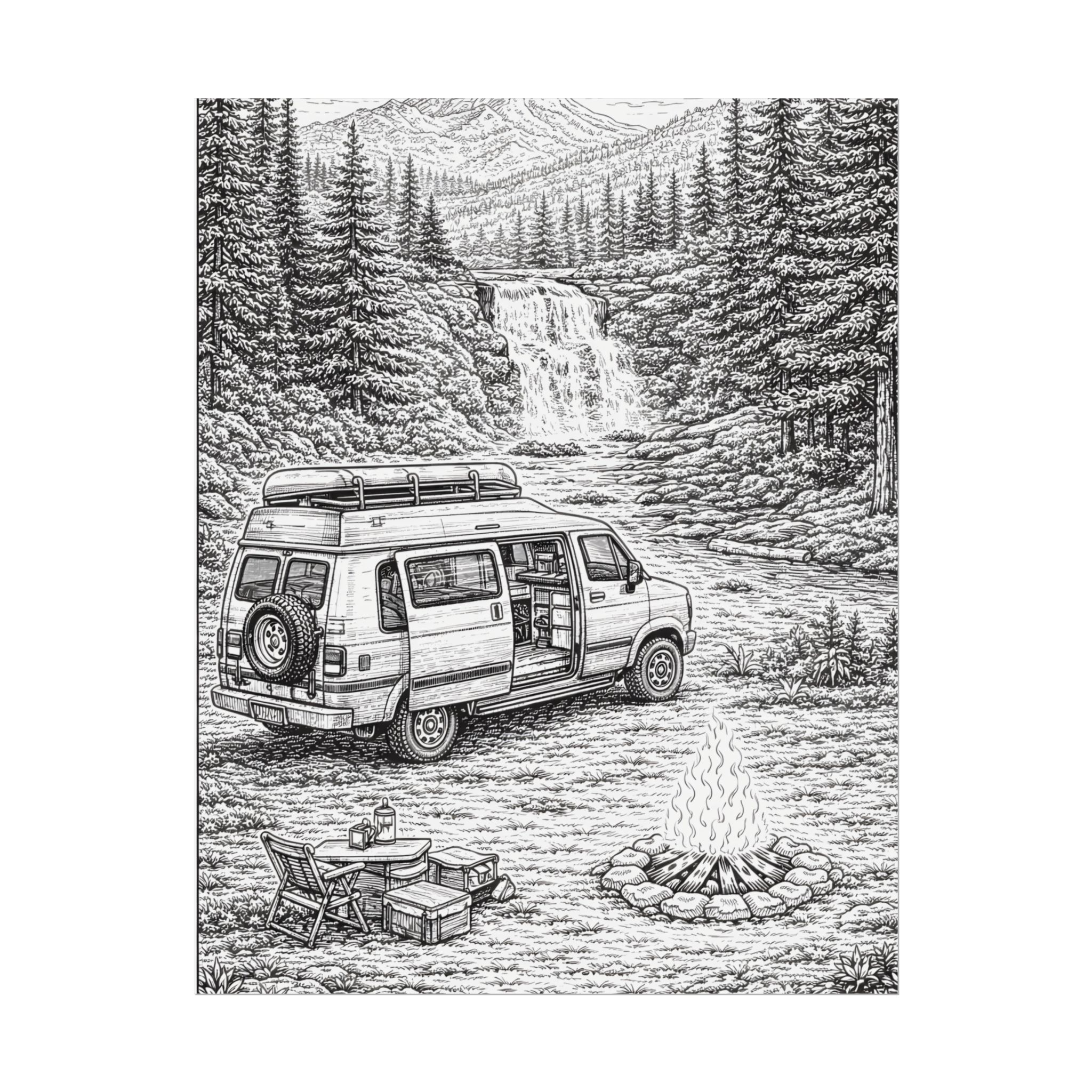 Campervan Poster — Vintage RV Camping Landscape Wall Art
