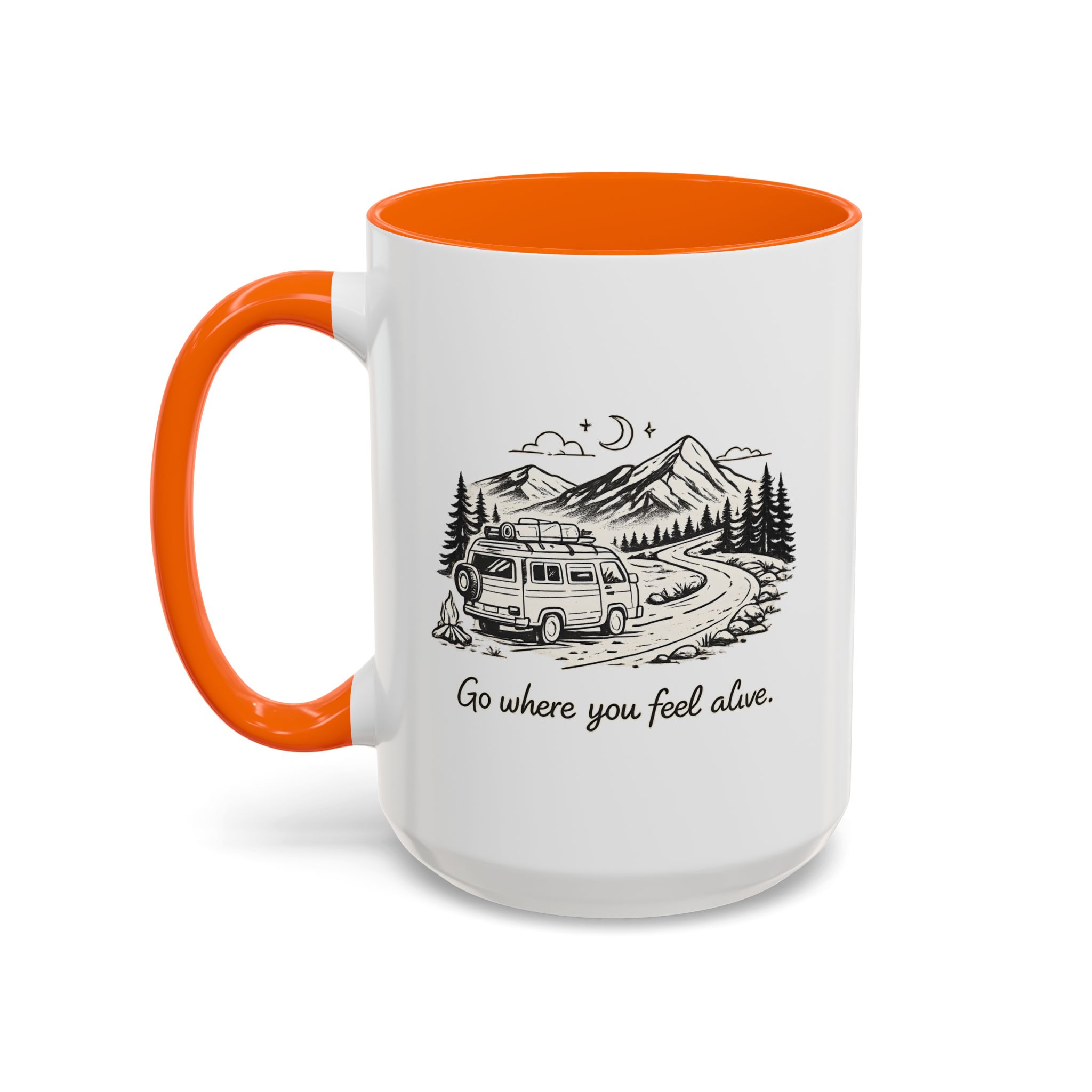 Accent Coffee Mug (11, 15oz) — "Go Where You Feel Alive" Design Minimal-Line
