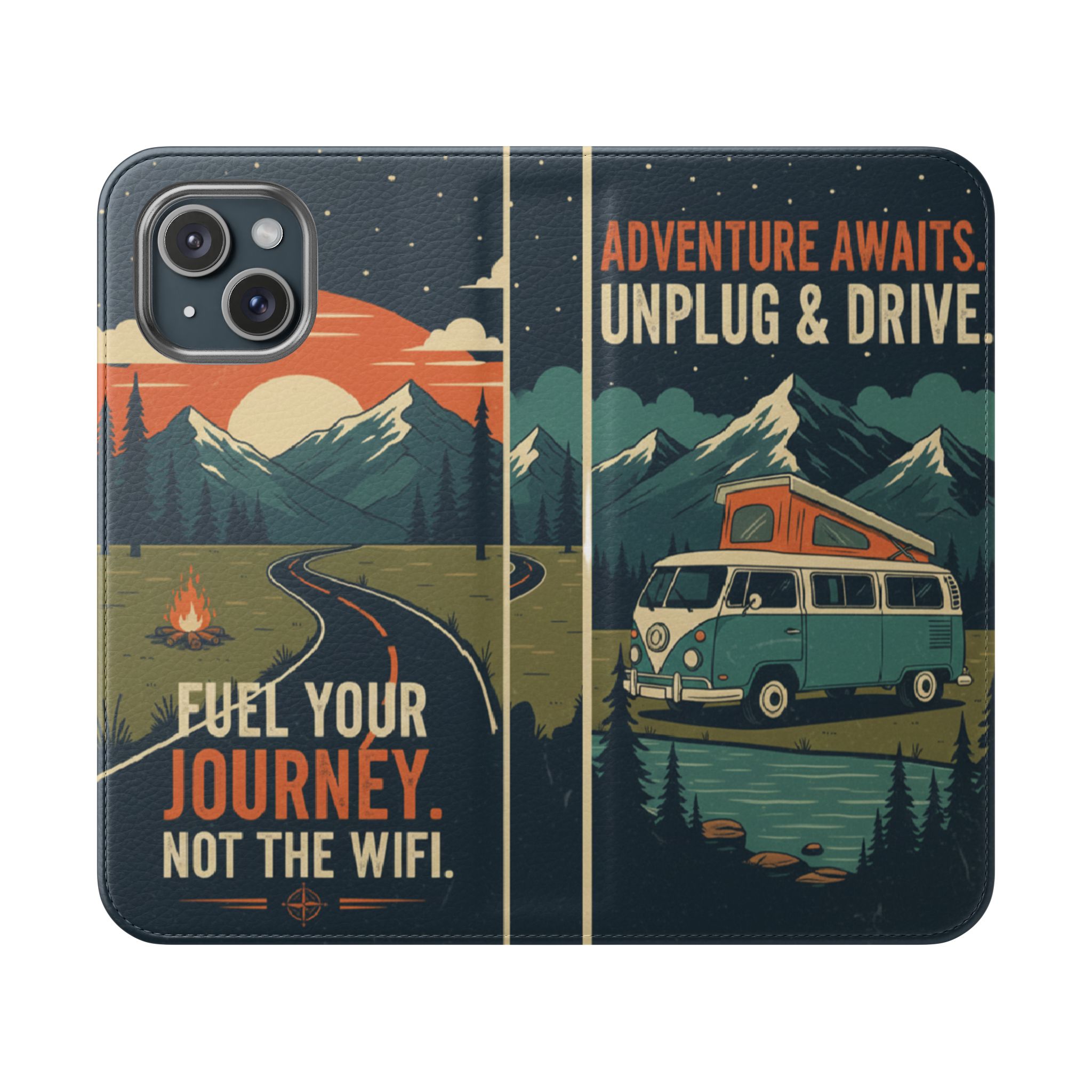 Flip Phone Case — "Fuel Your Journey, Not the Wifi" Wallet Cover
