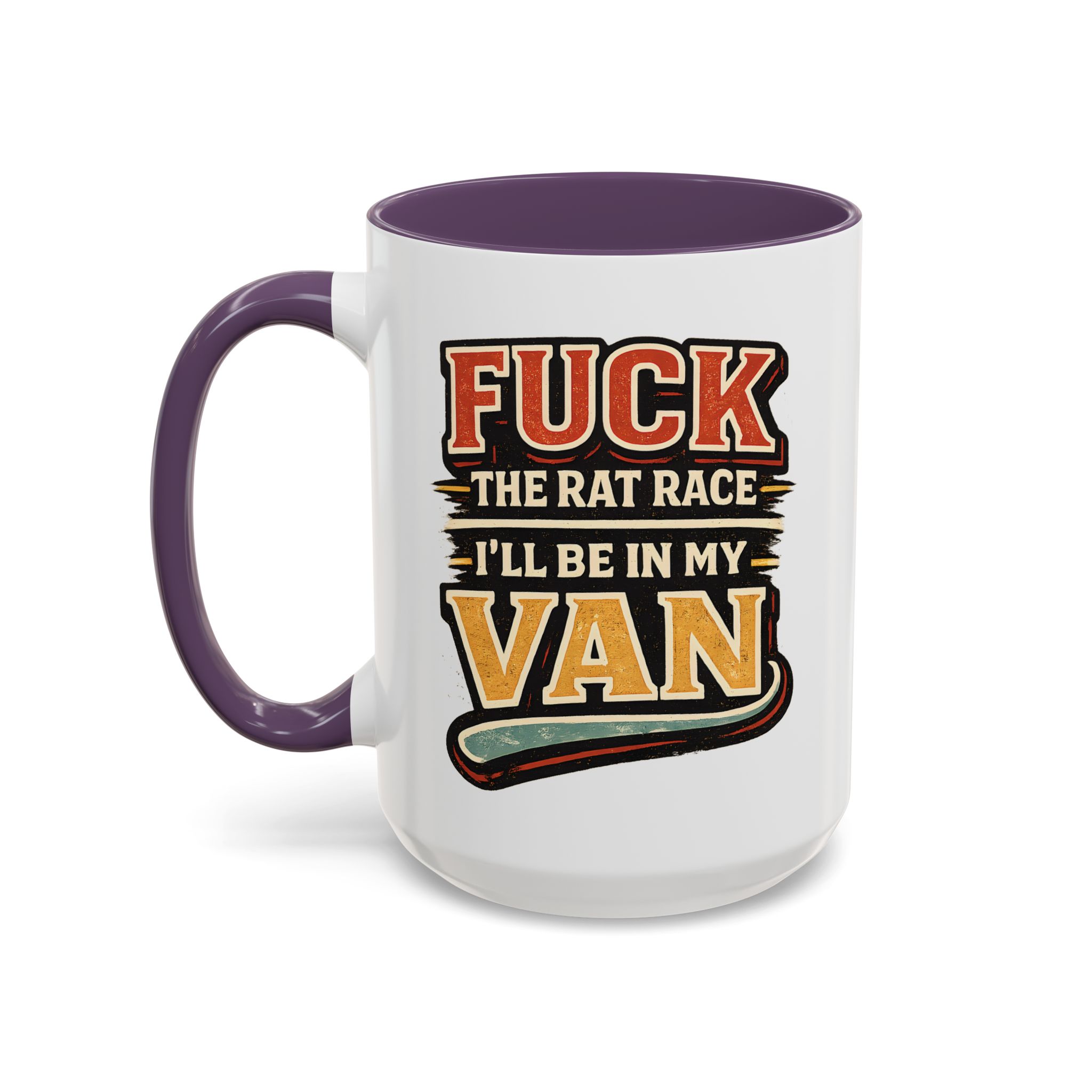 Accent Coffee Mug (11, 15oz) — "Fuck The Rat Race" Design F**K-Line
