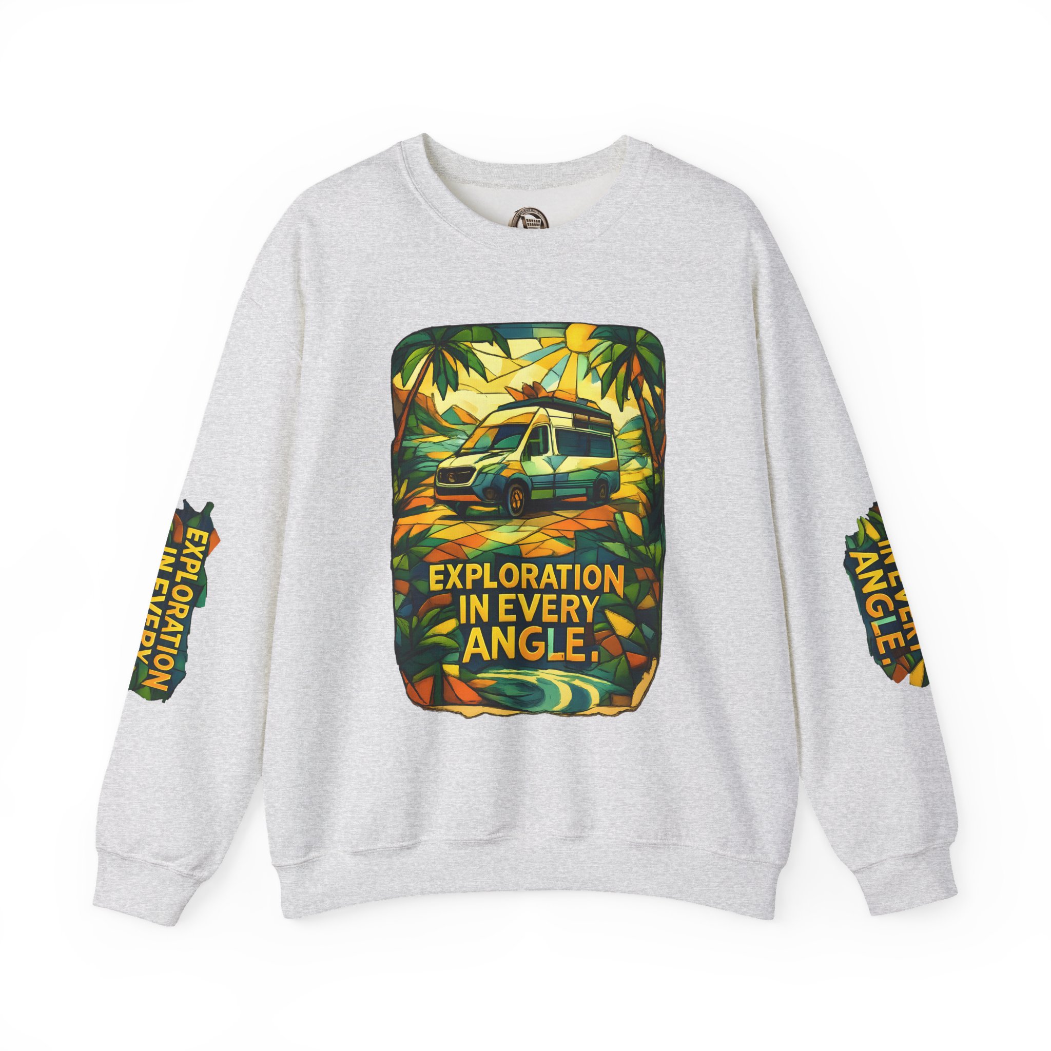 Unisex Heavy Blend™ Crewneck Sweatshirt — "Exploration In Every Angle" Design Cubic-Line