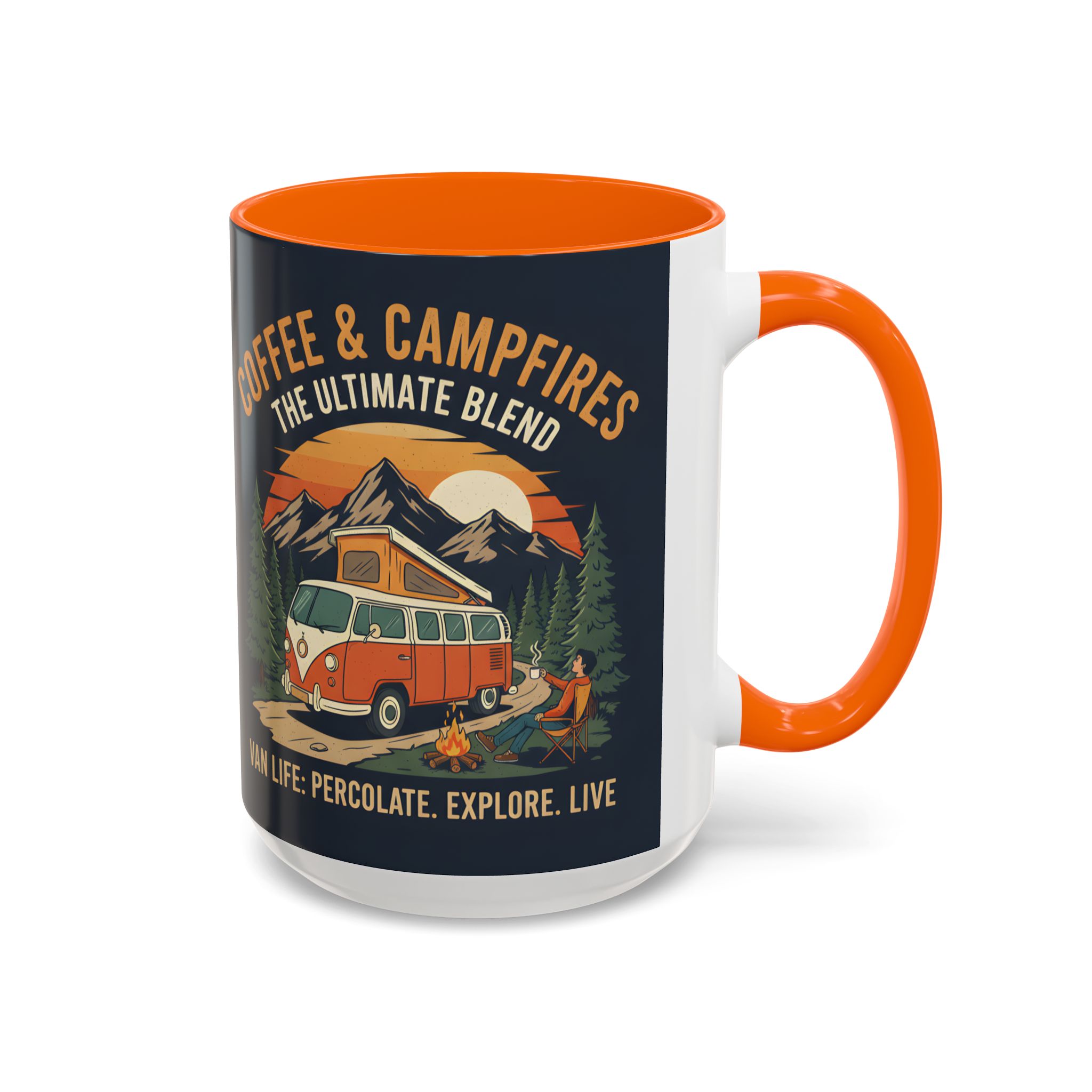 Accent Coffee Mug (11, 15oz) — "Coffee and campfires"
