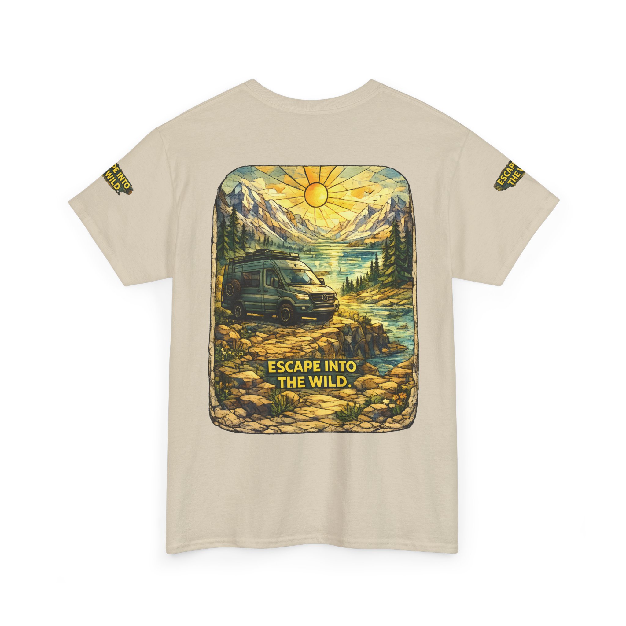 Unisex Heavy Cotton Tee — "Escape Into The Wild" Design Cubic-Line