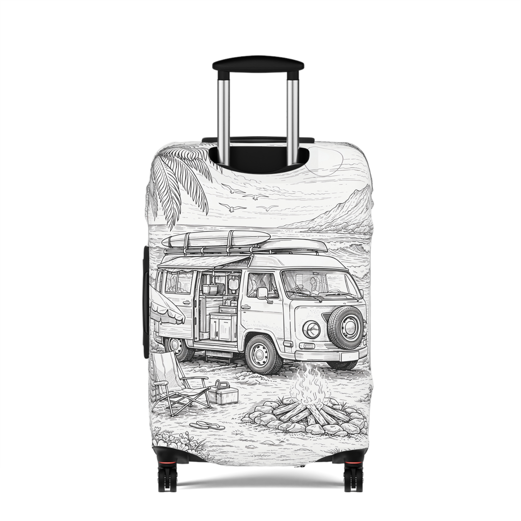 Luggage Cover — Adventure Camper Sketch Travel Suitcase