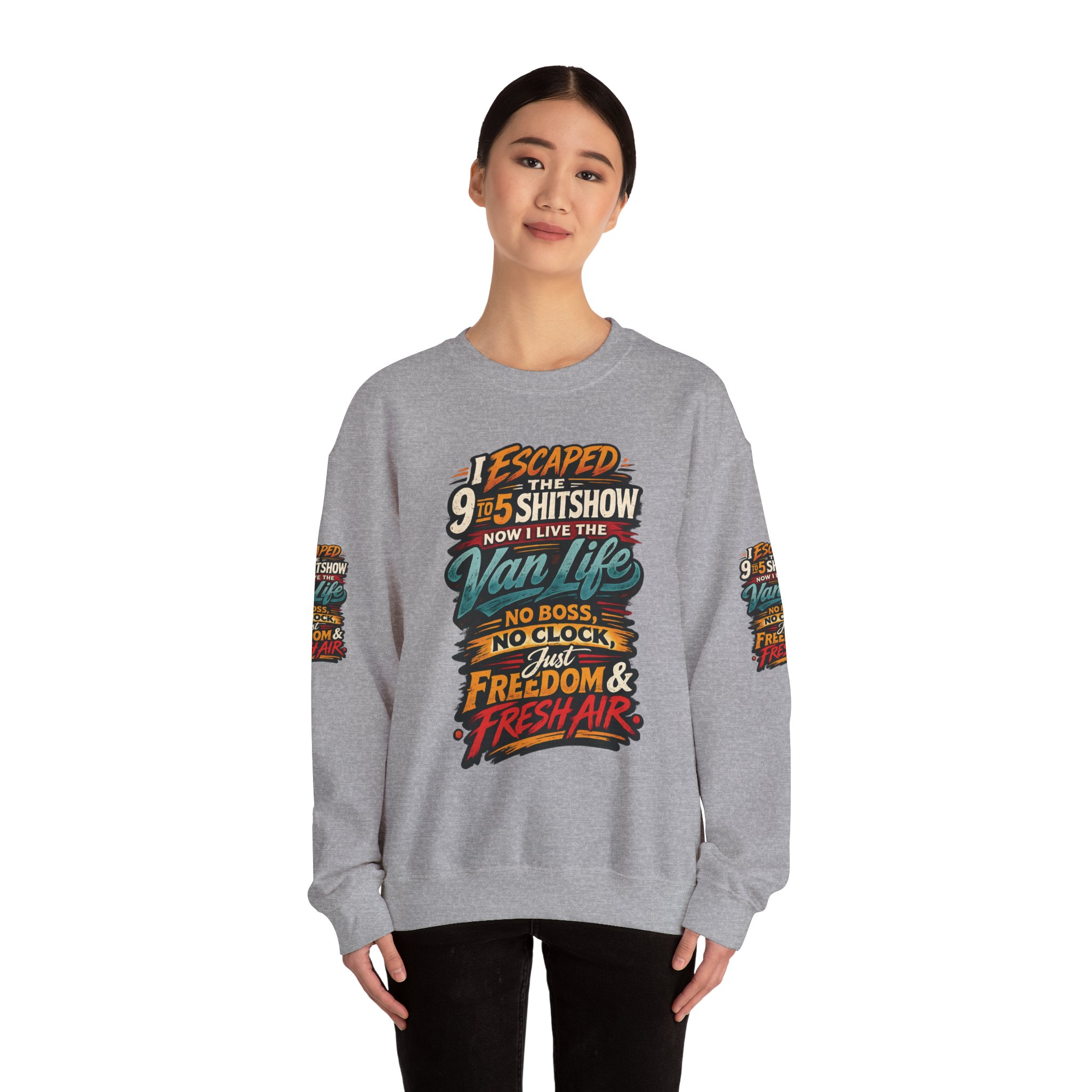 13063133248833685304_2048.jpeg Unisex Heavy Blend™ Crewneck Sweatshirt — "I Escaped The 9 To 5" Design F**K-Line