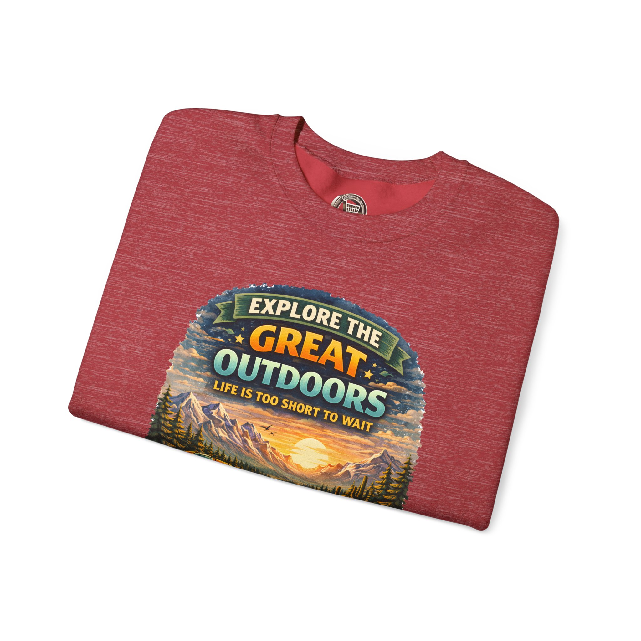 Unisex Heavy Blend™ Crewneck Sweatshirt — "Explore The Great Outdoors" Design Scenic-Line