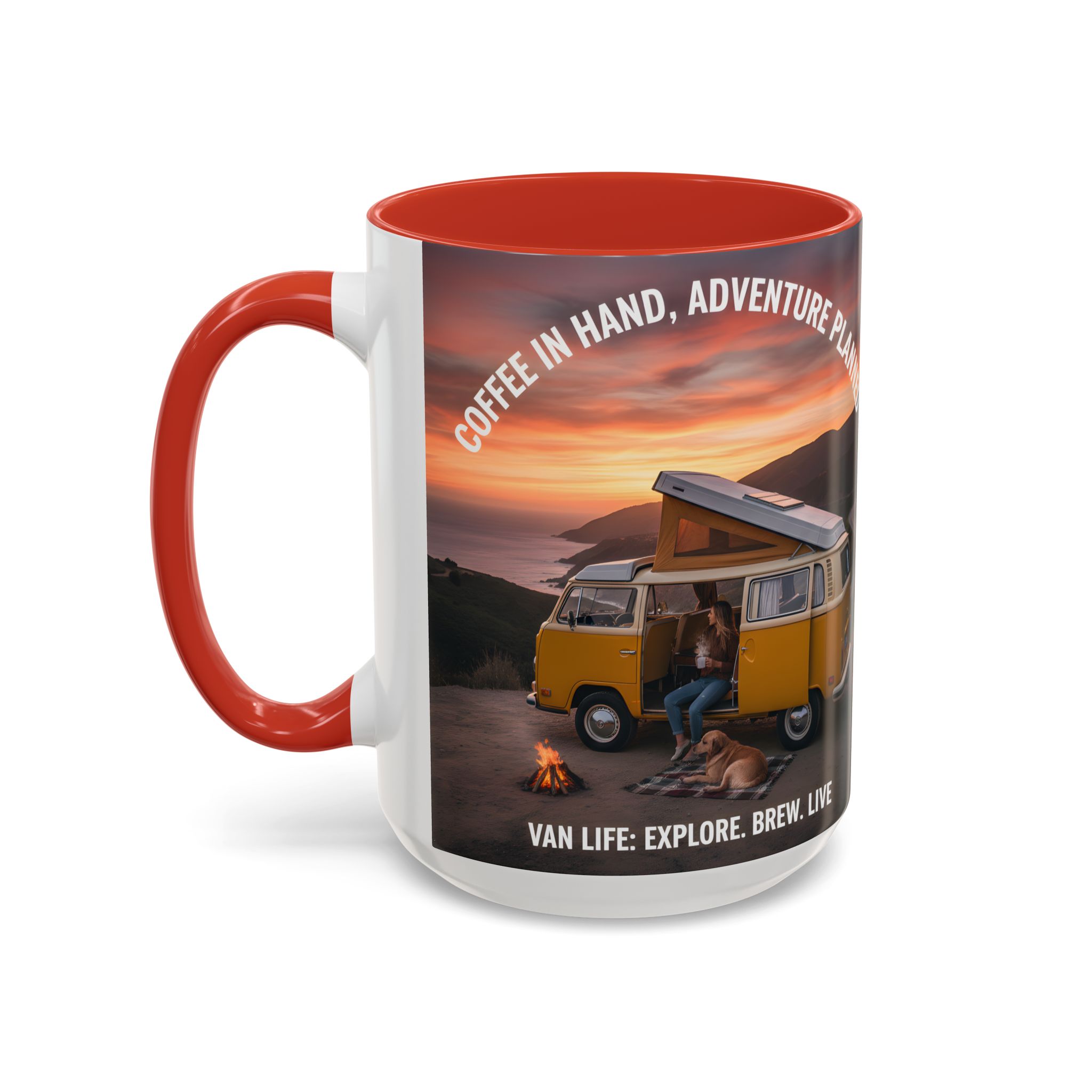 Accent Coffee Mug (11, 15oz) - "Coffee in Hand, Adventure Planned"