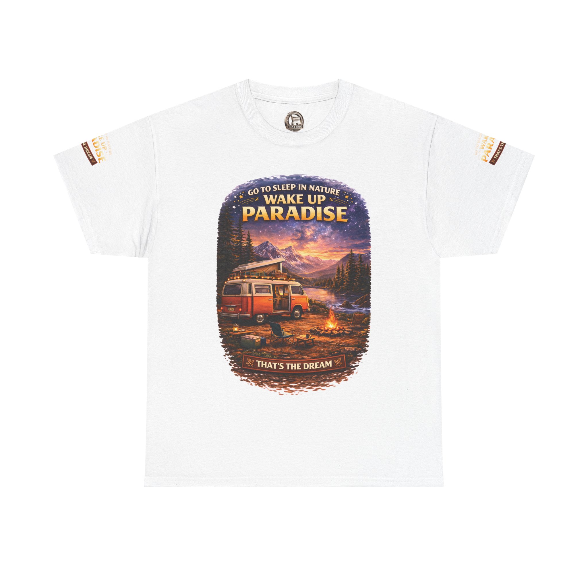 Unisex Heavy Cotton Tee — "Go To Sleep In Nature " Design Scenic-Line