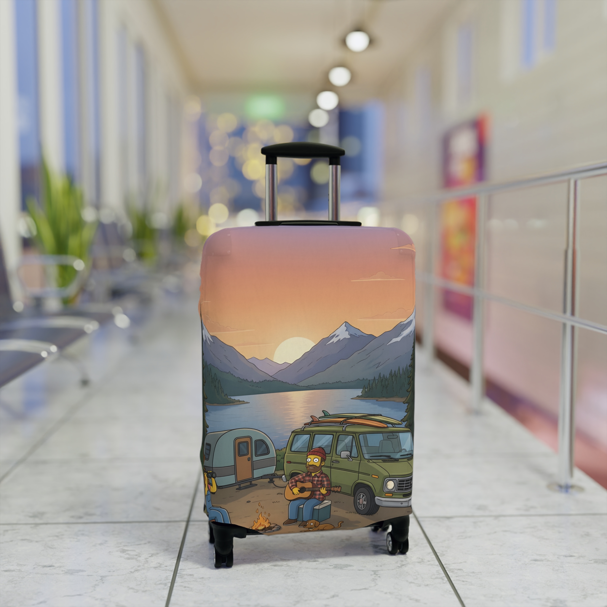 13073099751344679596_2048.jpeg Luggage Cover — Adventure Camper Sketch Travel Suitcase(Design Sitcom-Line)