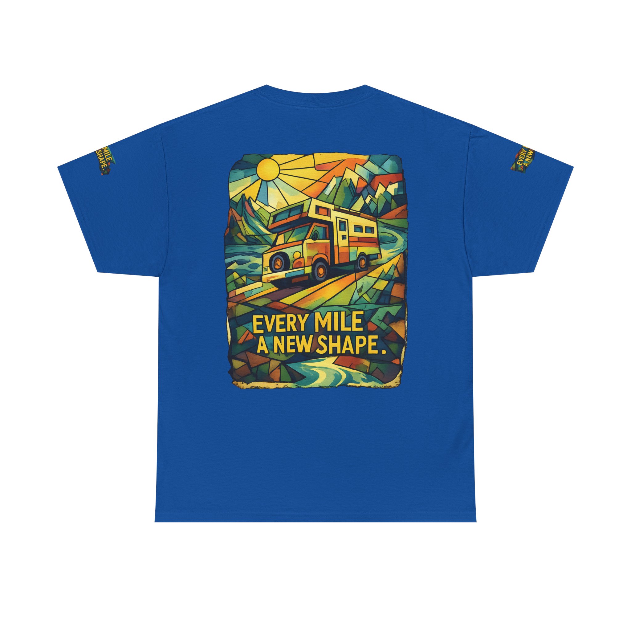 Unisex Heavy Cotton Tee — "Every Mile A New Shape" Design Cubic-Line