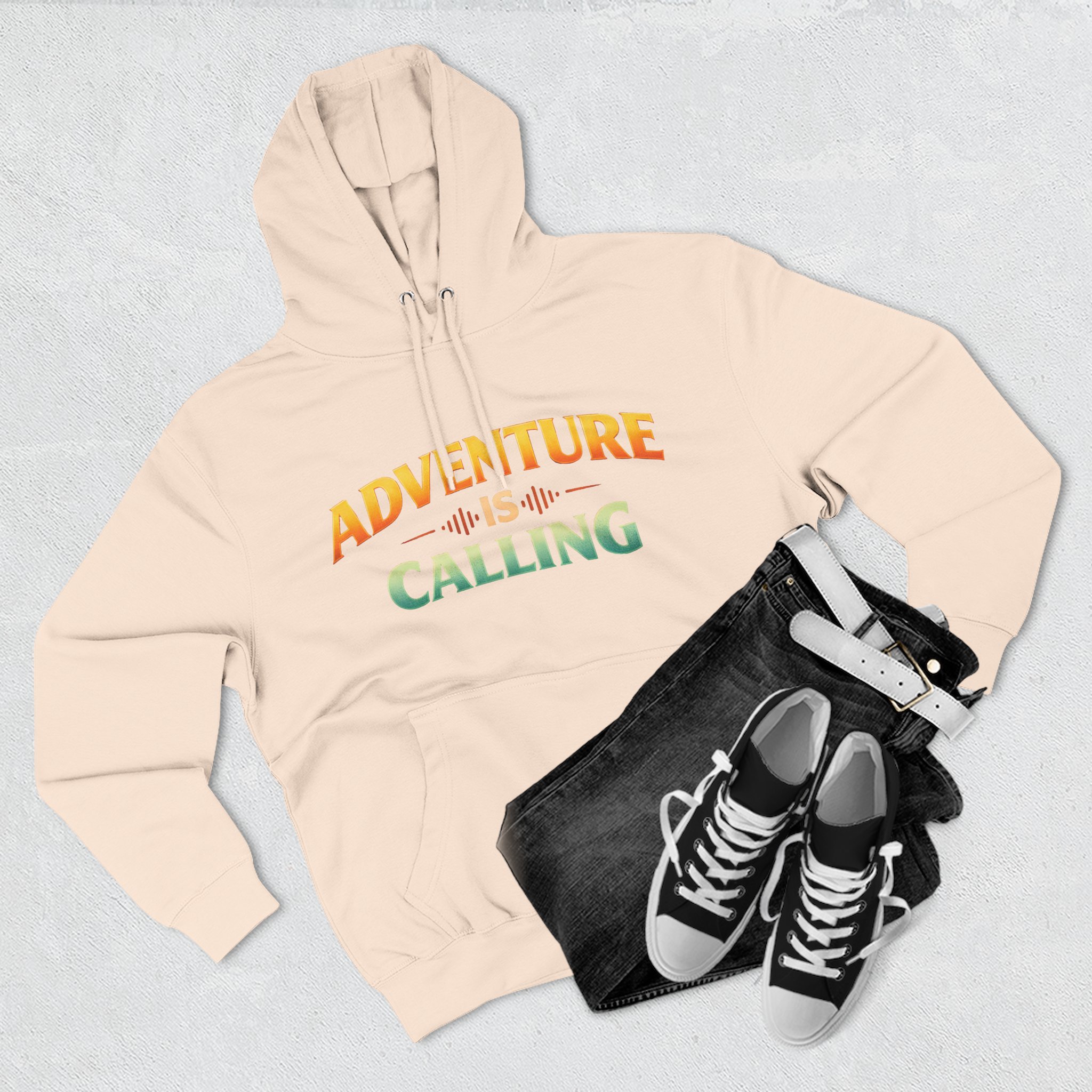 Three-Panel Fleece Hoodie - "Adventure Is Calling" Design Scenic-Line