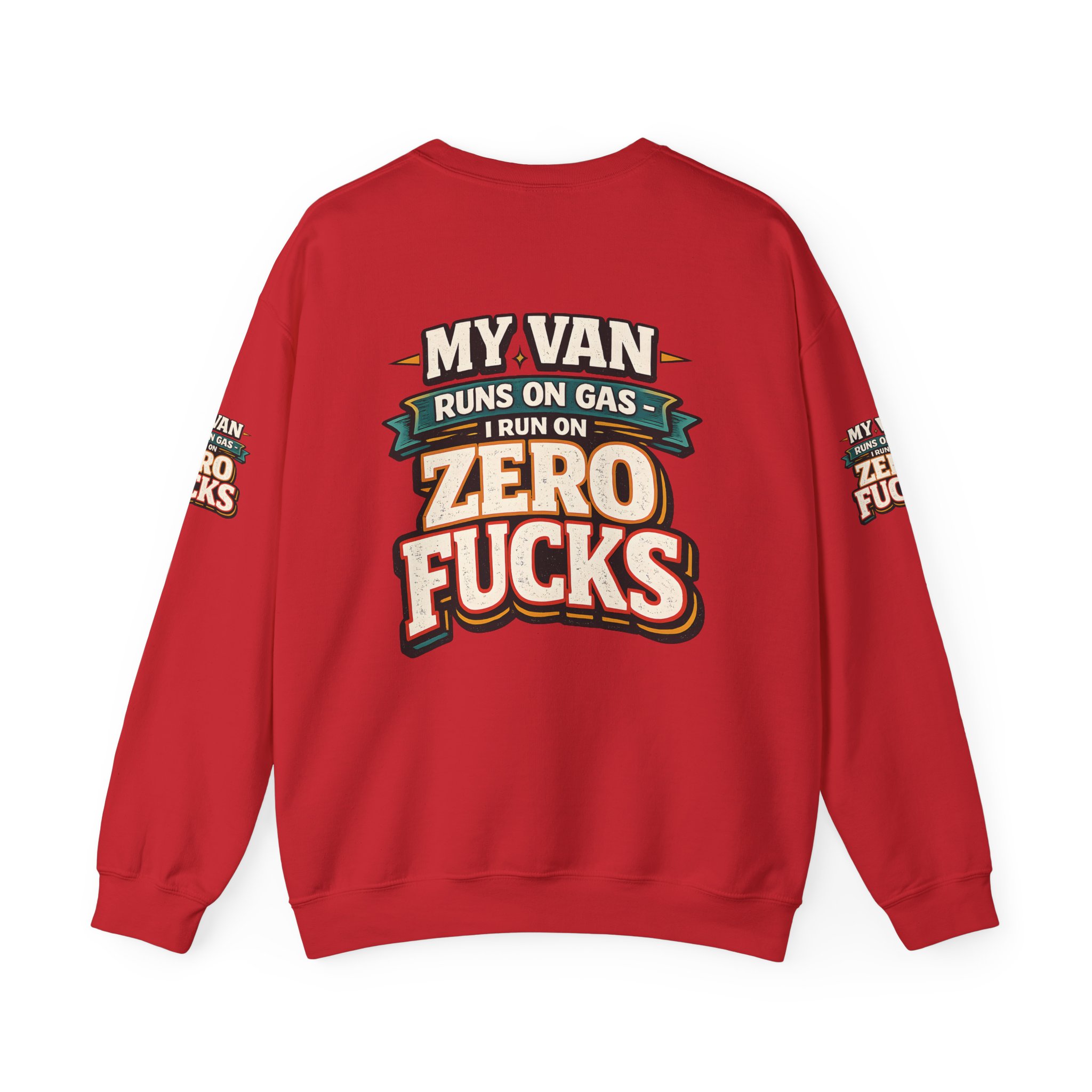 Unisex Heavy Blend™ Crewneck Sweatshirt — "My Van Runs On Gas" Design F**K-Line