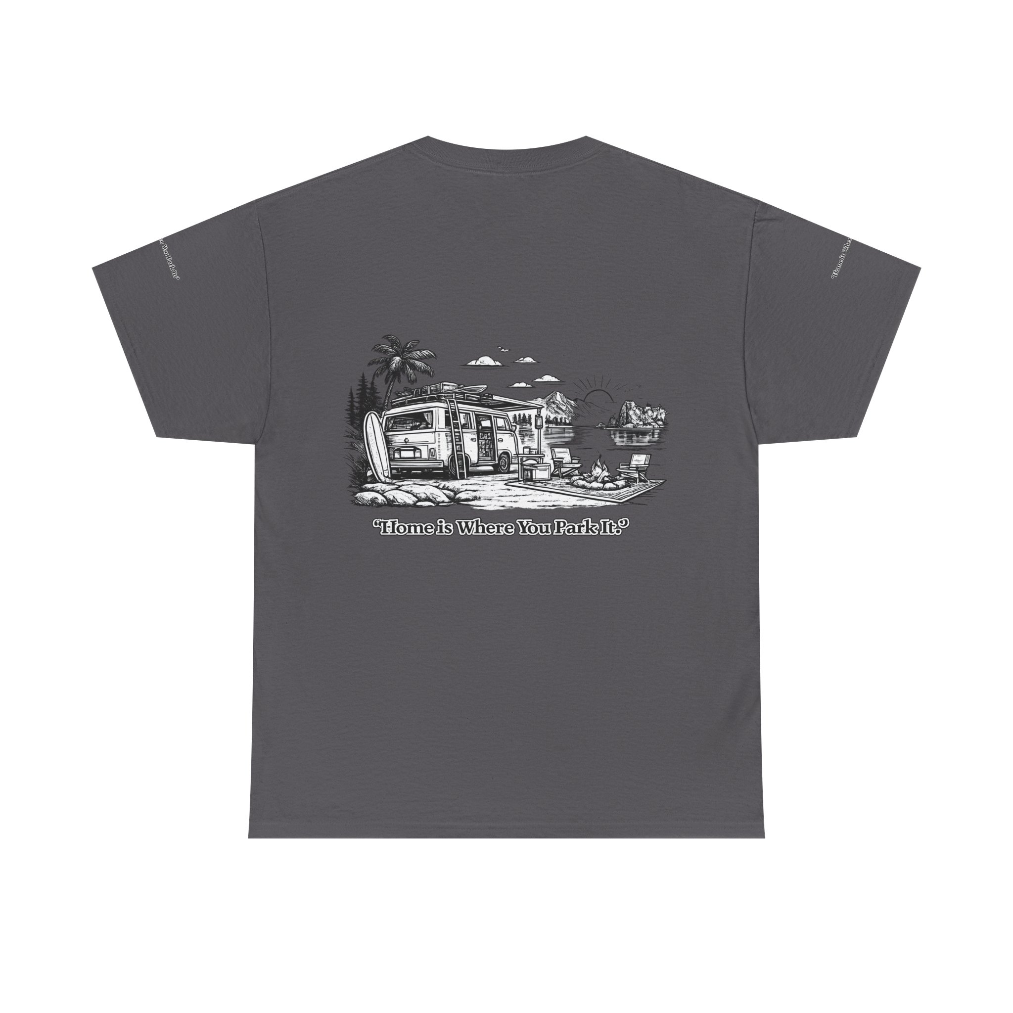 13098106164977190893_2048.jpeg Unisex Heavy Cotton Tee — "Home Is Where You Park It" Design Minimal-Line