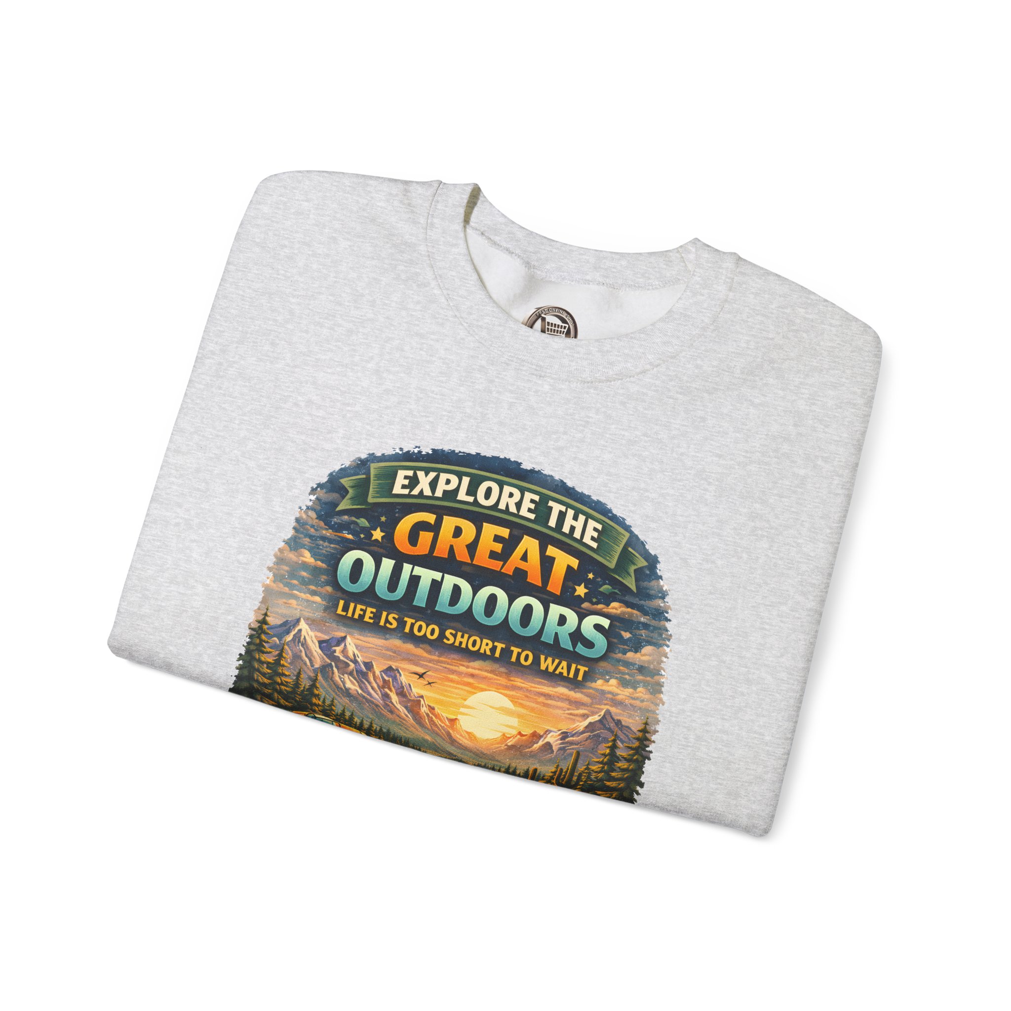 Unisex Heavy Blend™ Crewneck Sweatshirt — "Explore The Great Outdoors" Design Scenic-Line