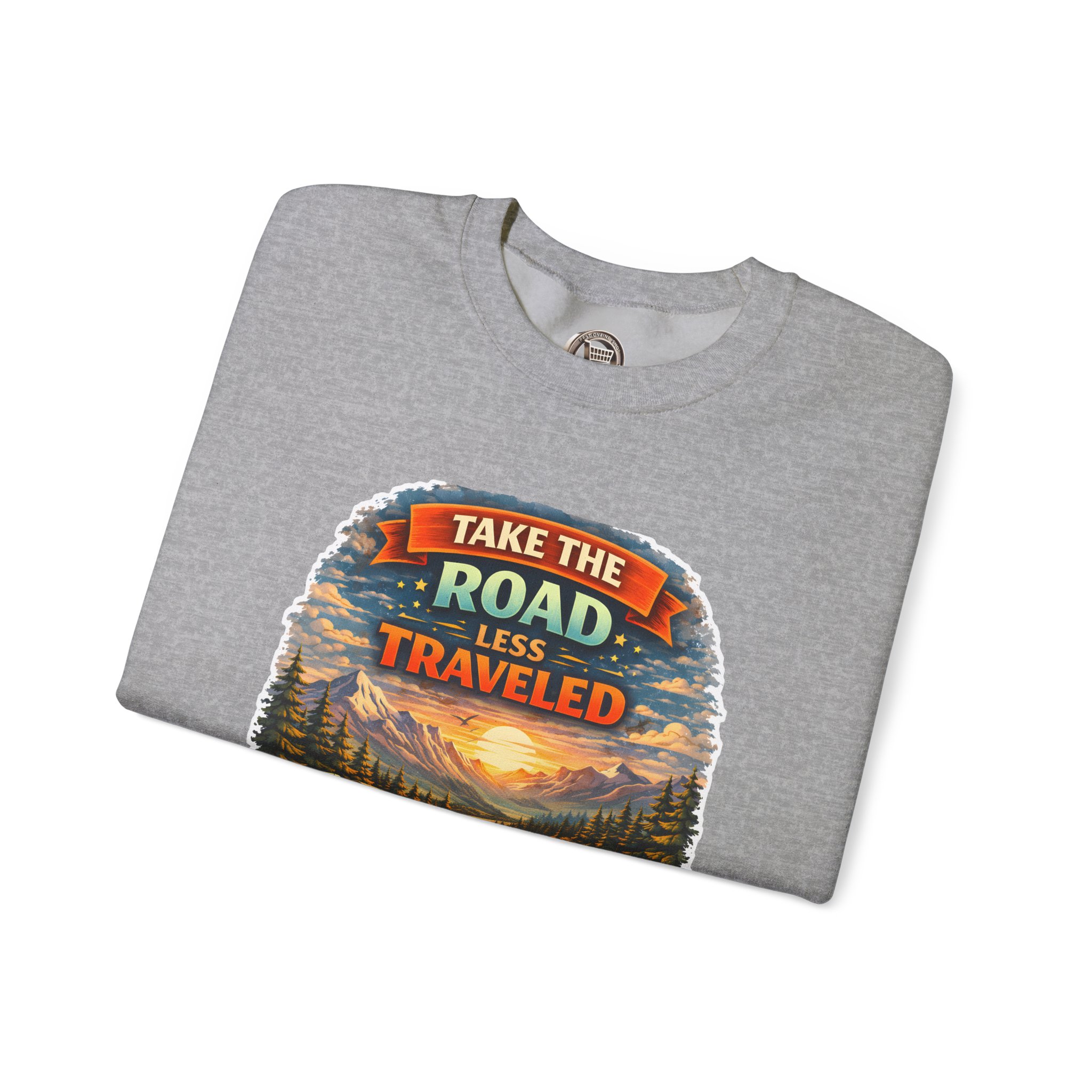 130985678652851237_2048.jpeg Unisex Heavy Blend™ Crewneck Sweatshirt — "Take The Road Less Traveled" Design Scenic-Line