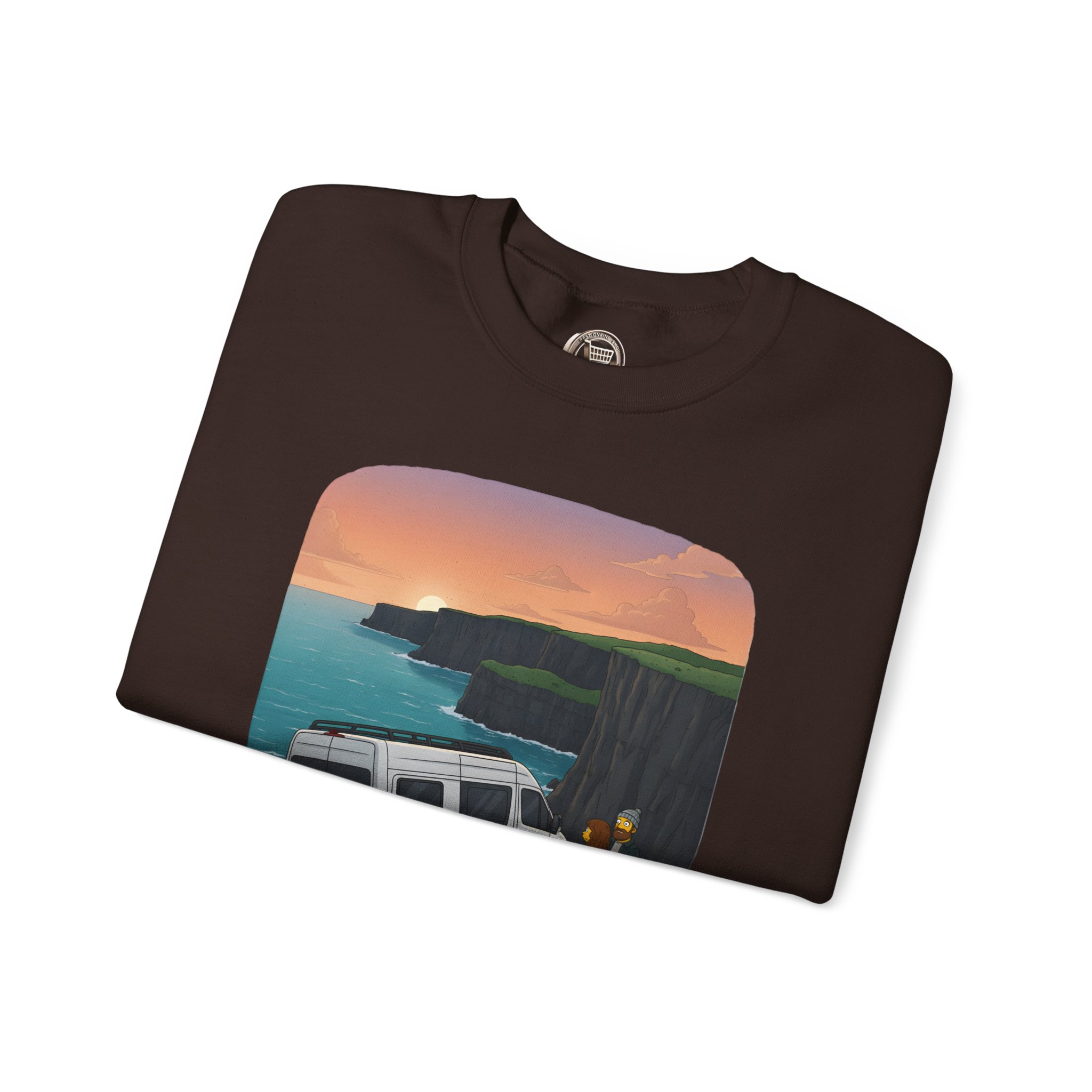 Unisex Heavy Blend™ Crewneck Sweatshirt — "Ocean Views-Adventures Awaits" Design Sitcom-Line