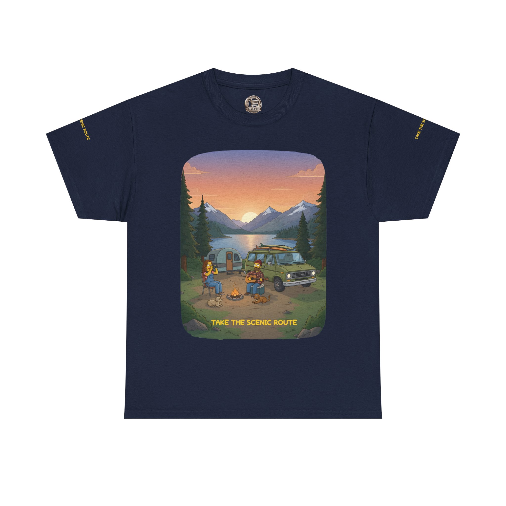 Unisex Heavy Cotton Tee — "Take The Scenic Route" Design Sitcom-Line