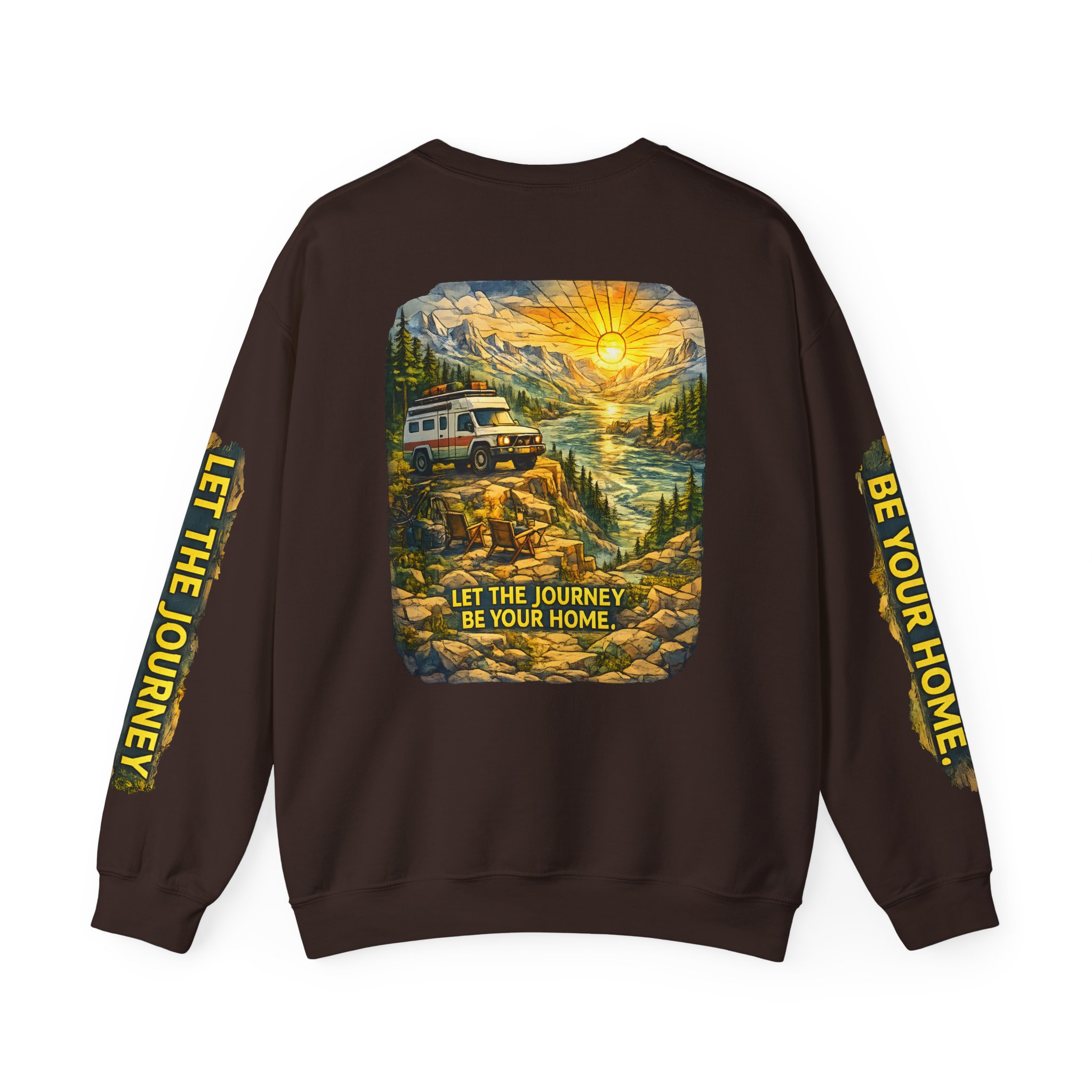 Unisex Heavy Blend™ Crewneck Sweatshirt — "Let The Journey Be Your Home" Design Cubic-Line