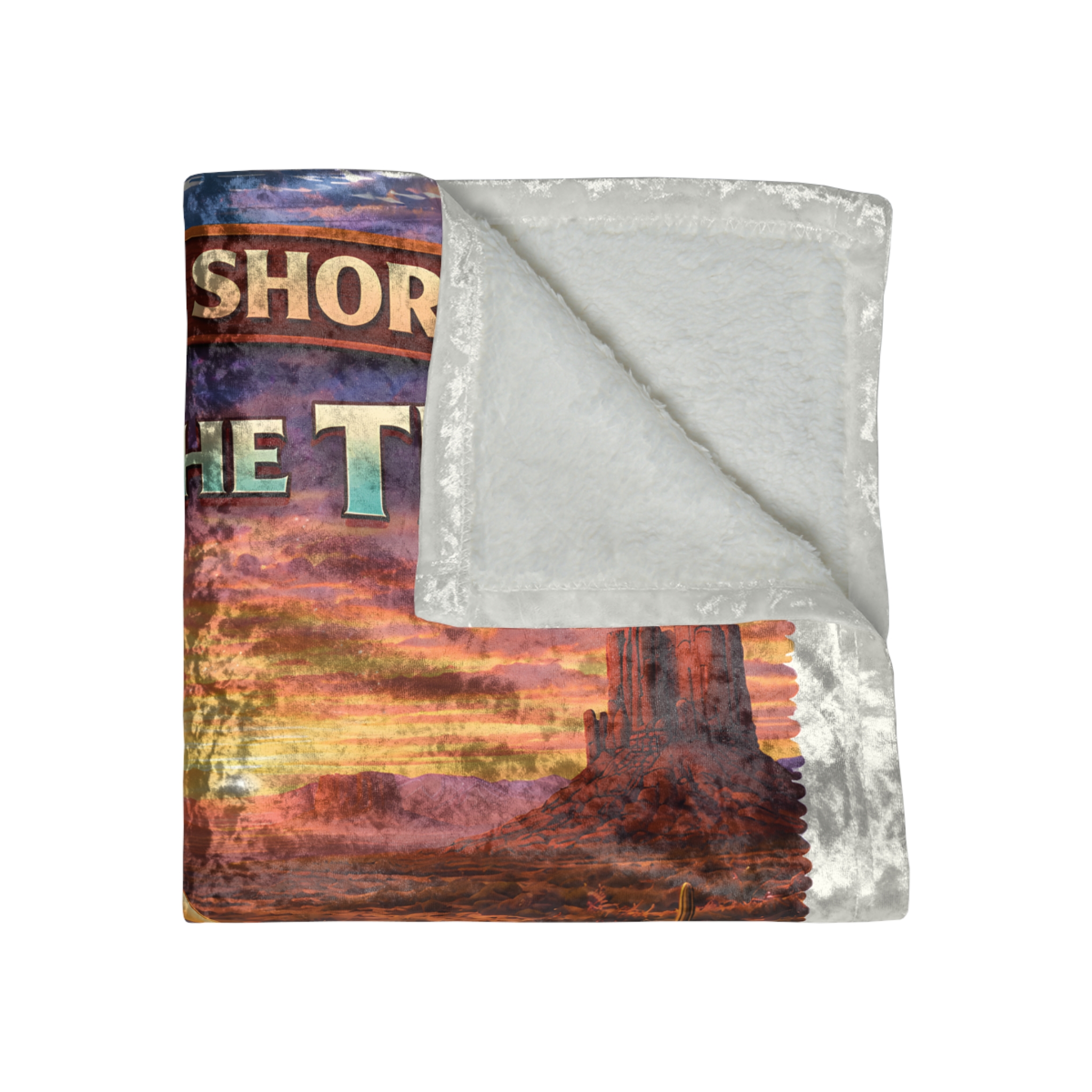 Crushed Velvet Blanket —"Live Is Short Take The Trip" Design Scenic-Line (Campervan)