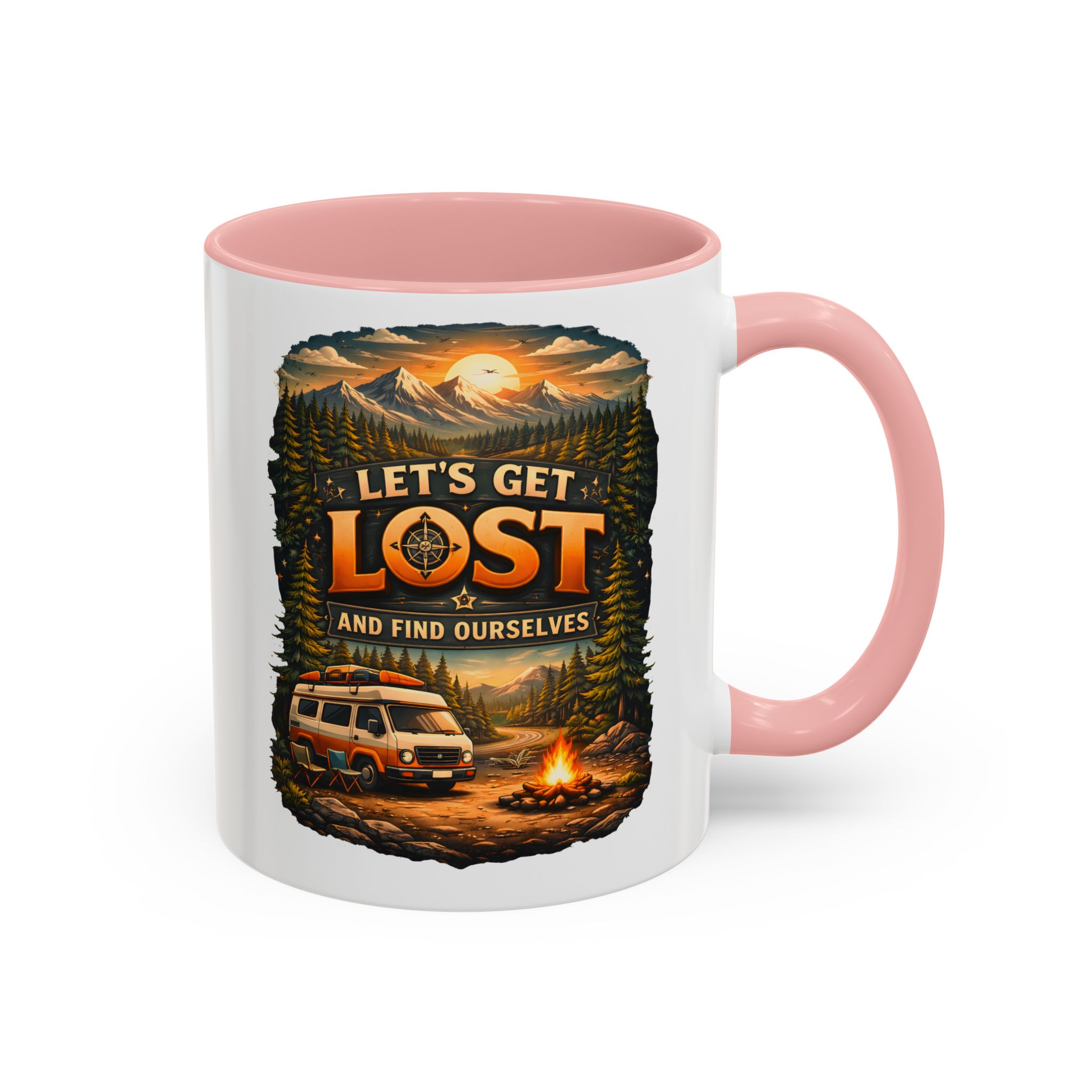 Accent Coffee Mug (11, 15oz) — "Let´s Get Lost And Find Ourselfs" Design Scenic-Line