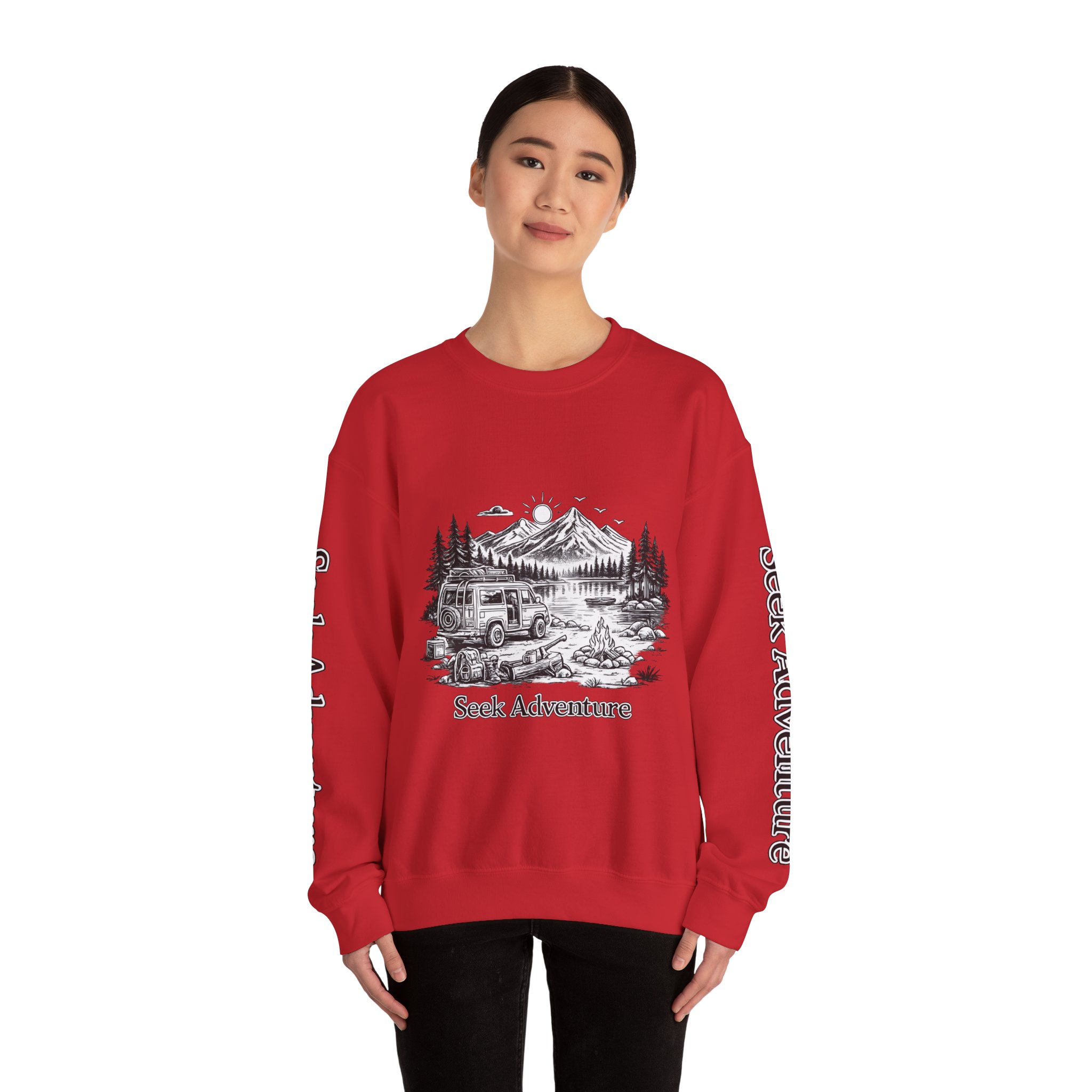 Unisex Heavy Blend™ Crewneck Sweatshirt — "Seek Adventure" Design Minimal-Line