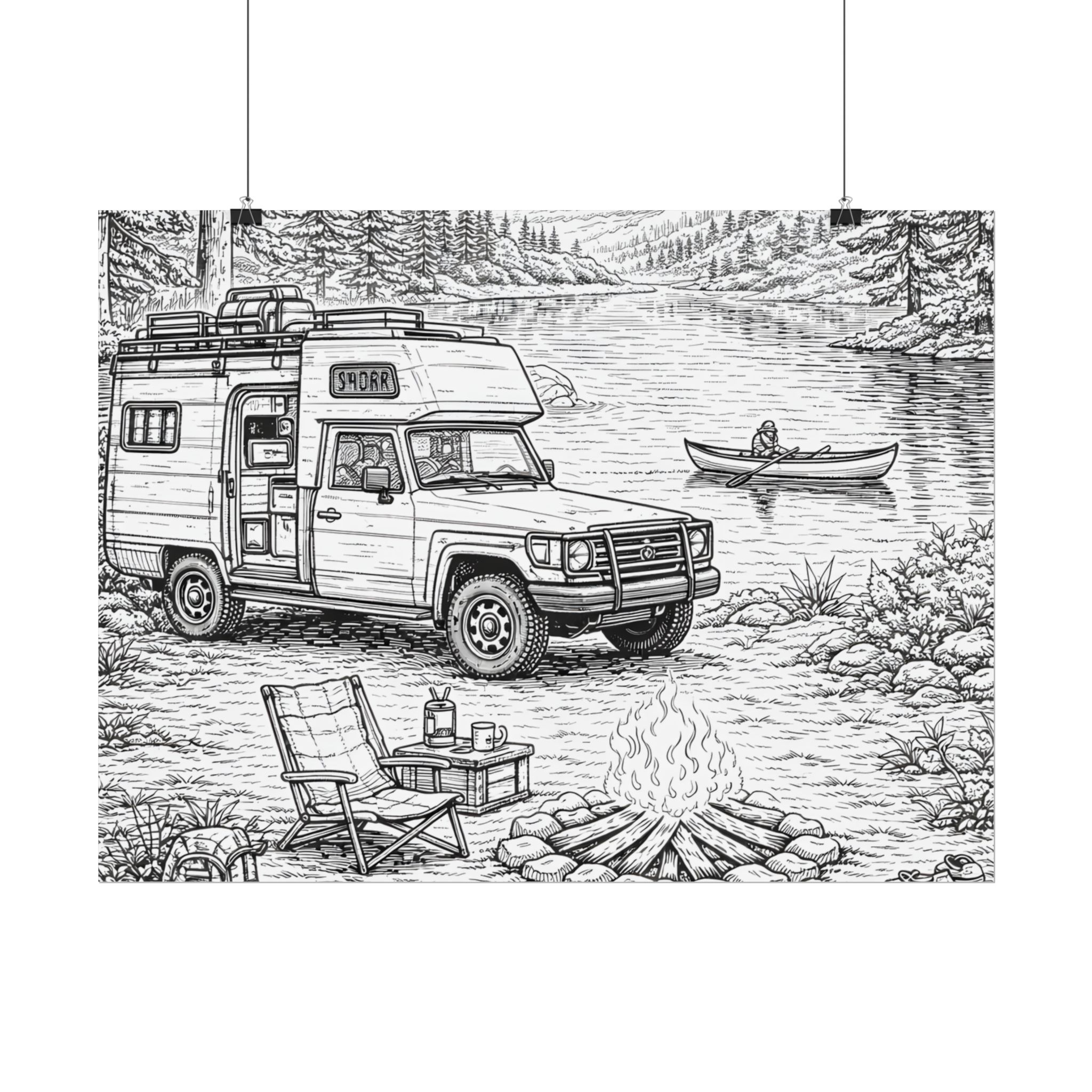 Campervan Poster — Vintage RV Camping Landscape Wall Art