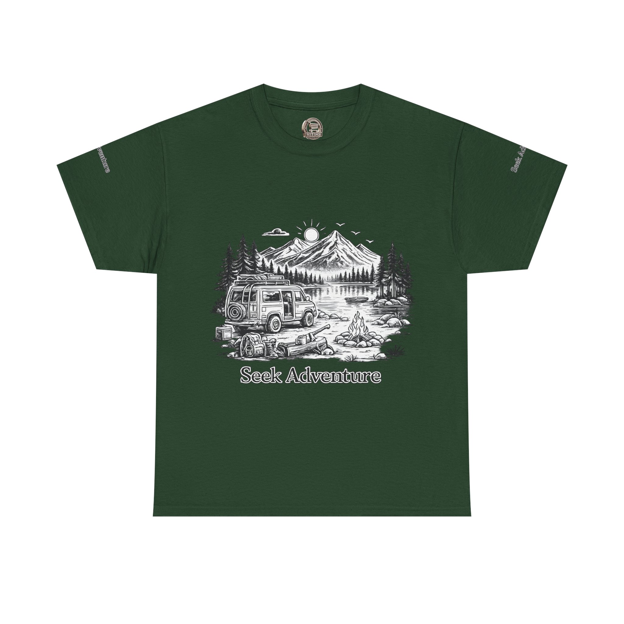 13112712931560538863_2048.jpeg Unisex Heavy Cotton Tee — "Seek Adventure" Design Minimal-Line