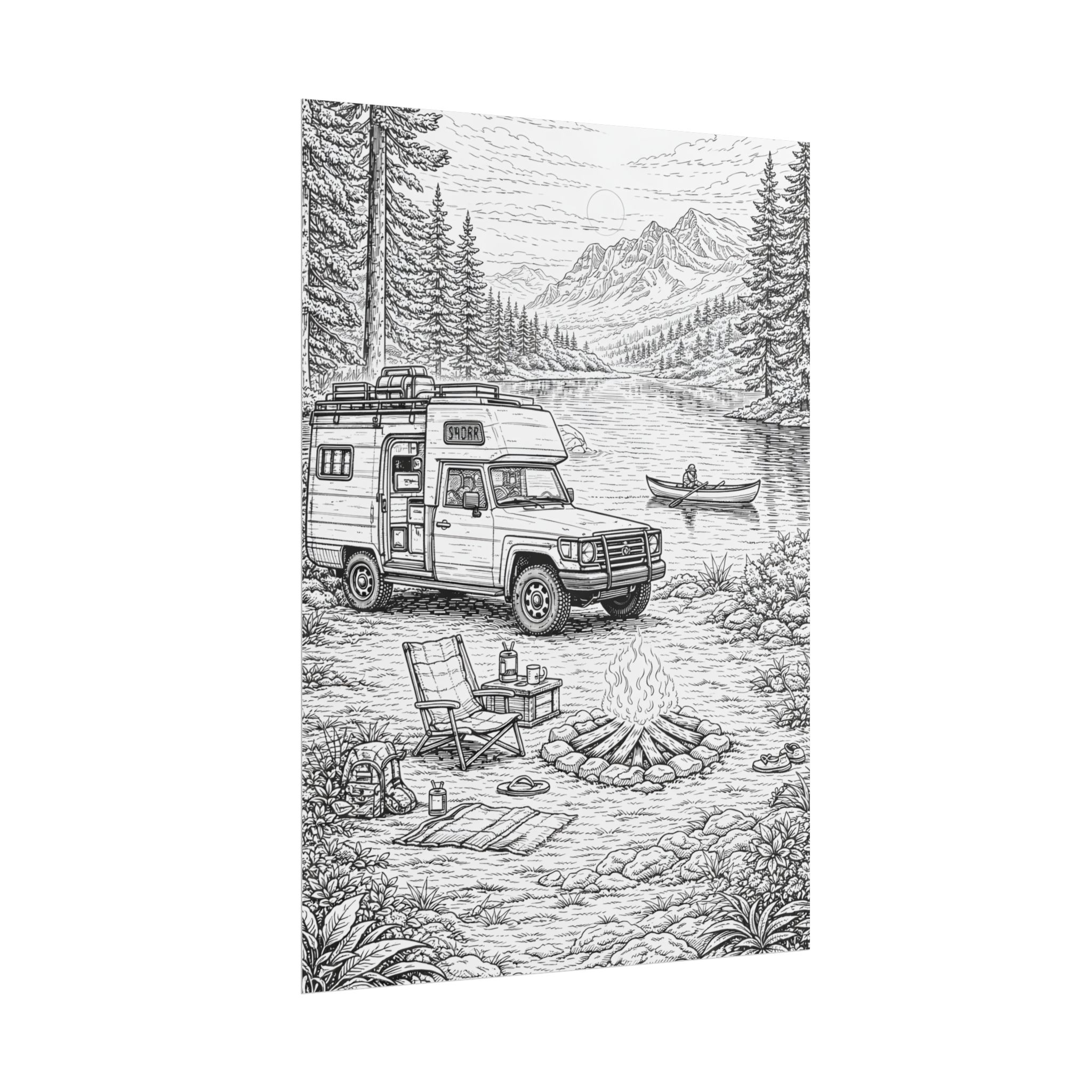 Campervan Poster — Vintage RV Camping Landscape Wall Art