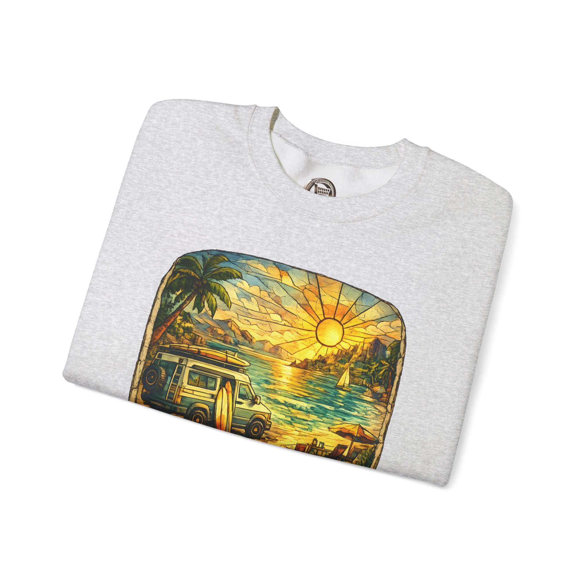 Unisex Heavy Blend™ Crewneck Sweatshirt — "Time To Roam Free" Design Cubic-Line