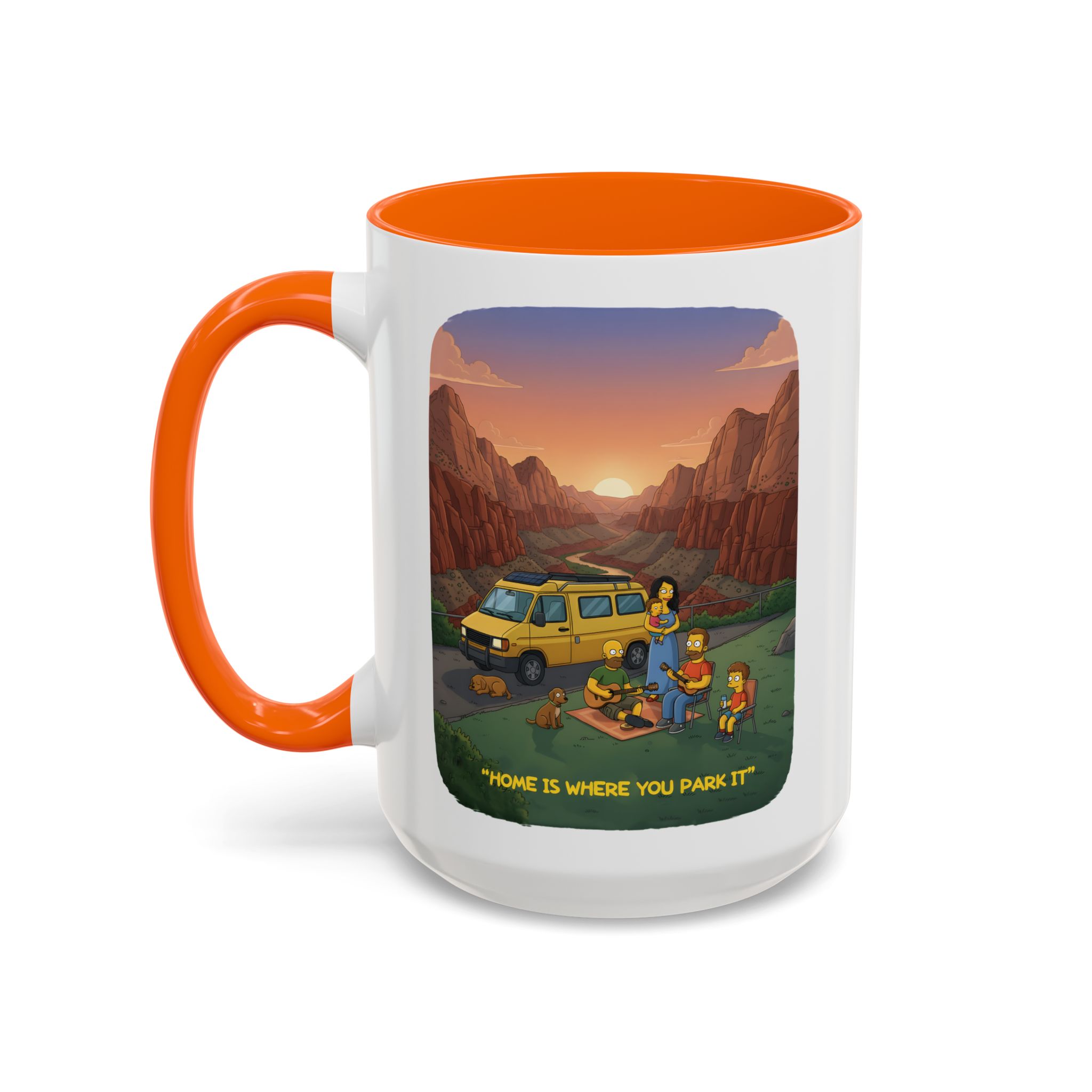 Accent Coffee Mug (11, 15oz) — "Home Is Where You Park It" Design Sitcom-Line