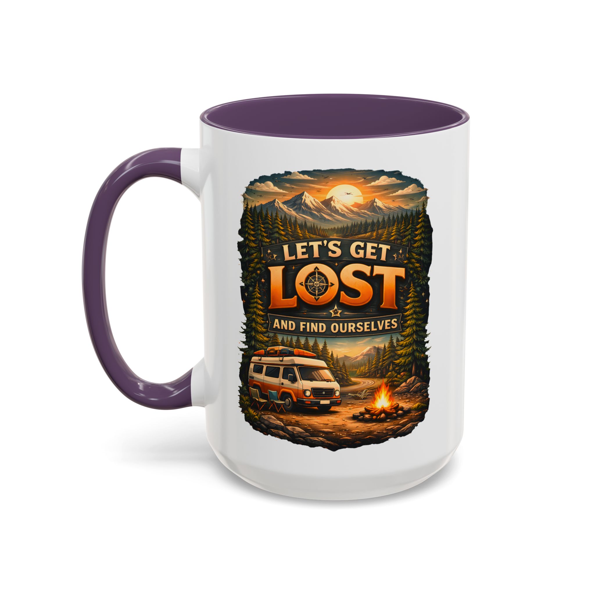 Accent Coffee Mug (11, 15oz) — "Let´s Get Lost And Find Ourselfs" Design Scenic-Line