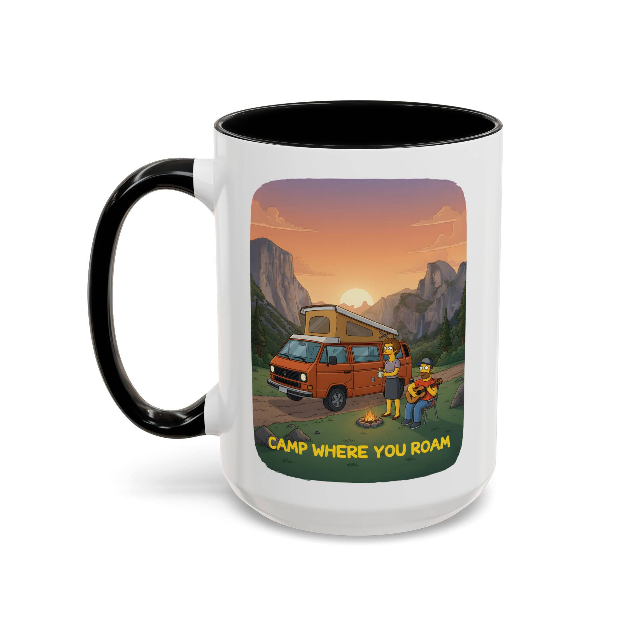 Accent Coffee Mug (11, 15oz) — "Camp Where You Roam" Design Sitcom-Line