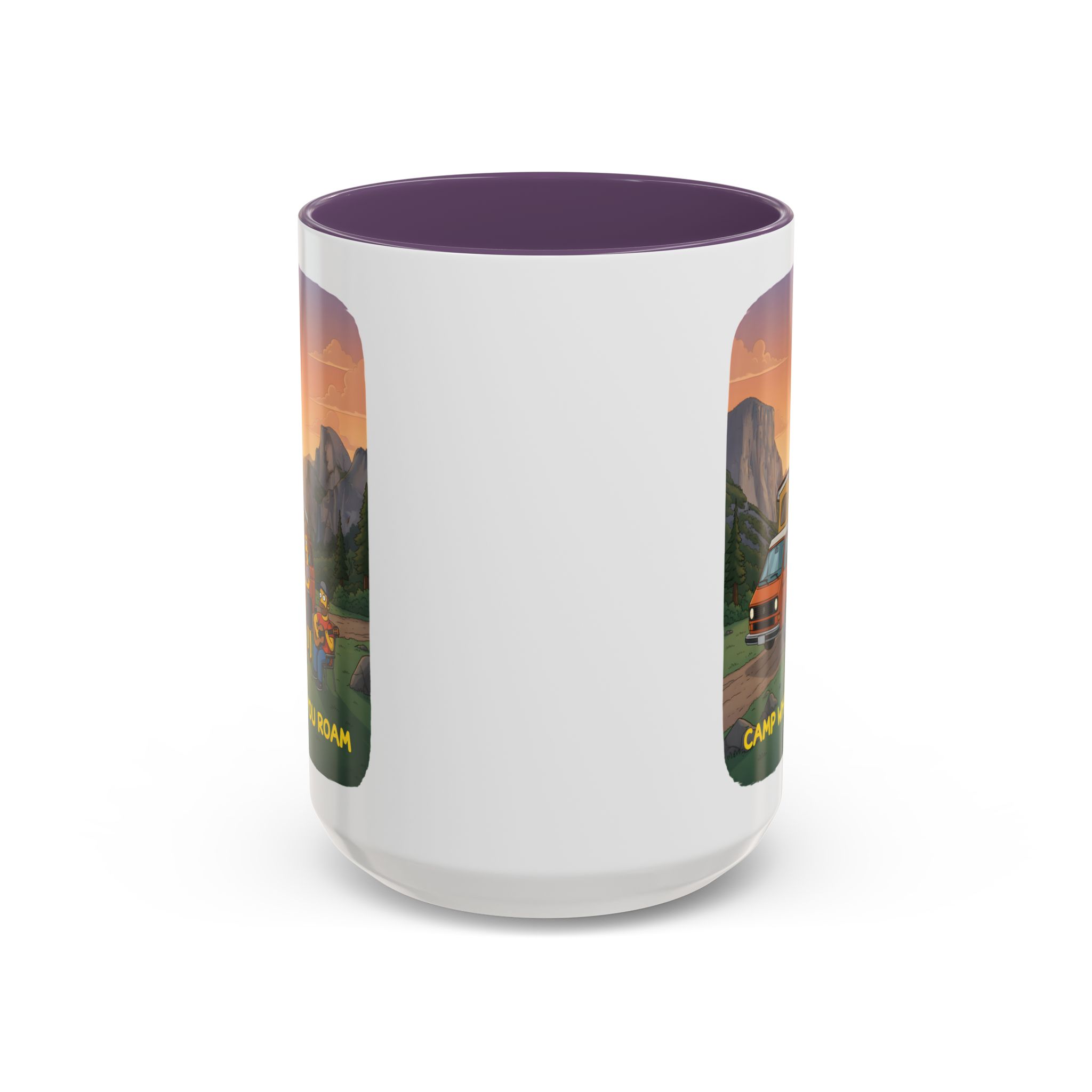 Accent Coffee Mug (11, 15oz) — "Camp Where You Roam" Design Sitcom-Line