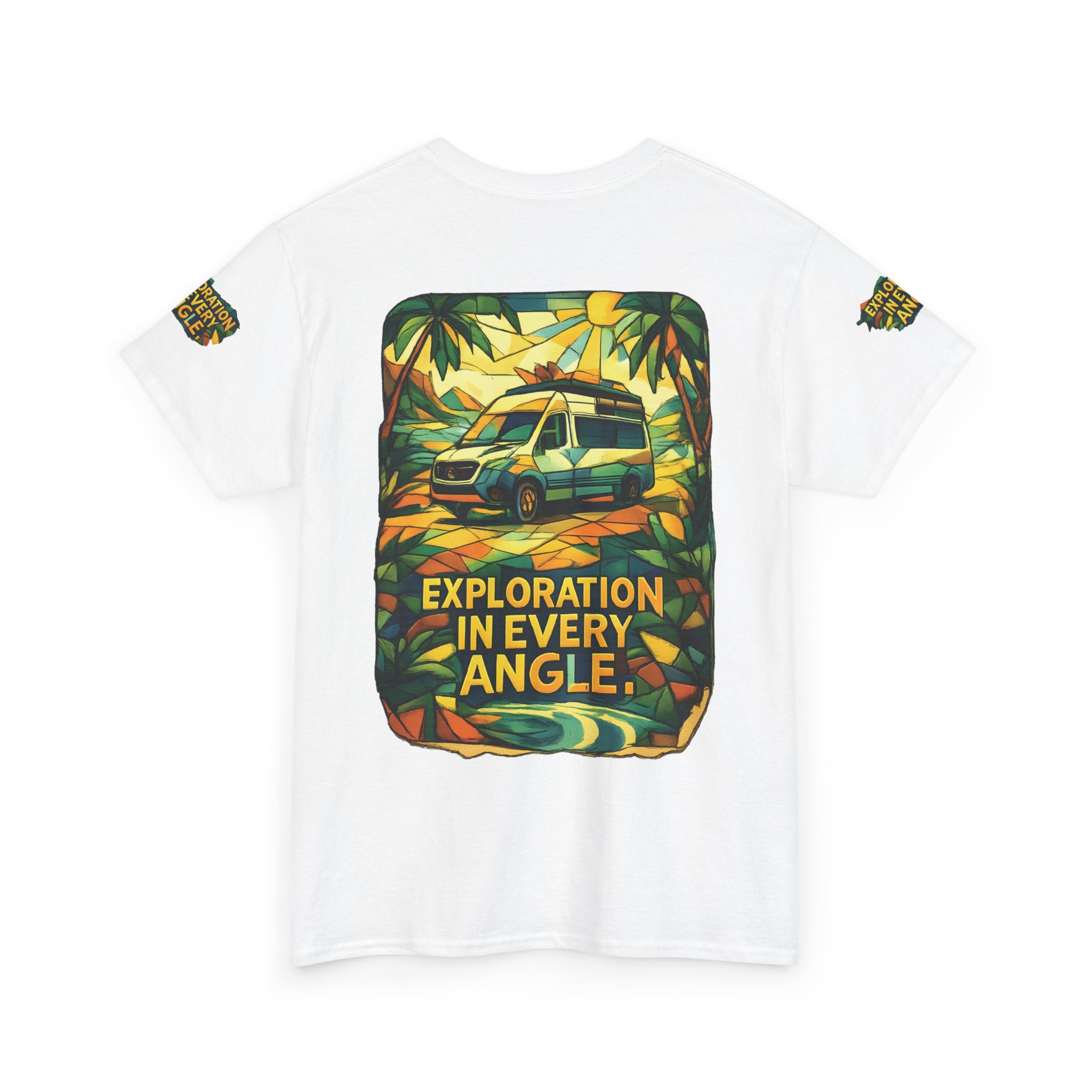 Unisex Heavy Cotton Tee — "Exploration In Every Angle" Design Cubic-Line