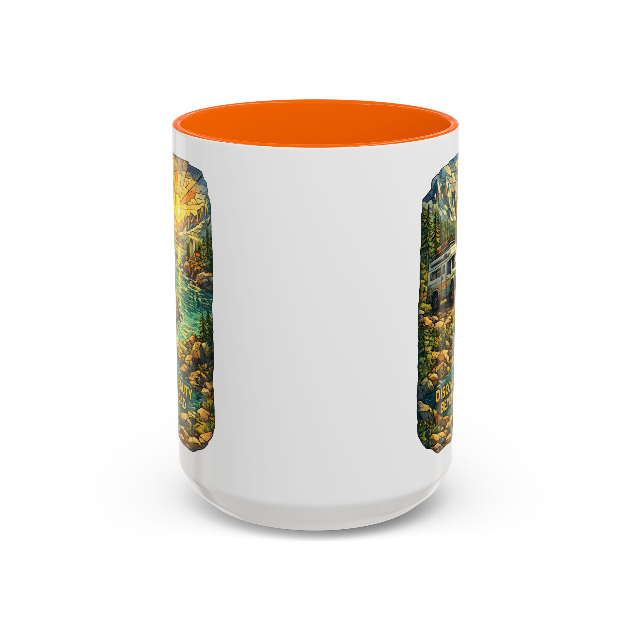 13131730363852854518_2048.jpeg Accent Coffee Mug (11, 15oz) — "Discover The Bieuty Beyond The Road" Design Cubic-Line
