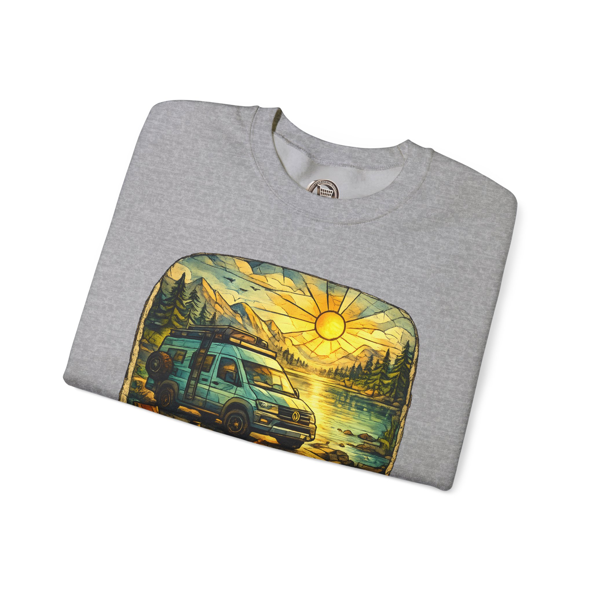 Unisex Heavy Blend™ Crewneck Sweatshirt — "Find Your Escape" Design Cubic-Line