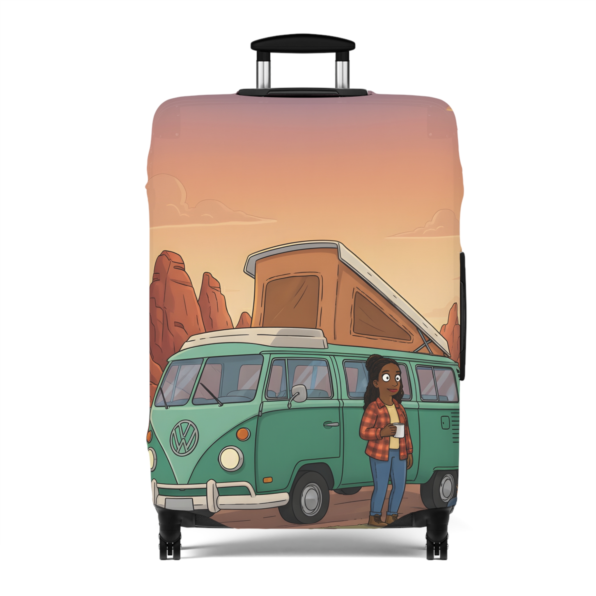 Luggage Cover — Adventure Camper Sketch Travel Suitcase(Design Sitcom-Line)