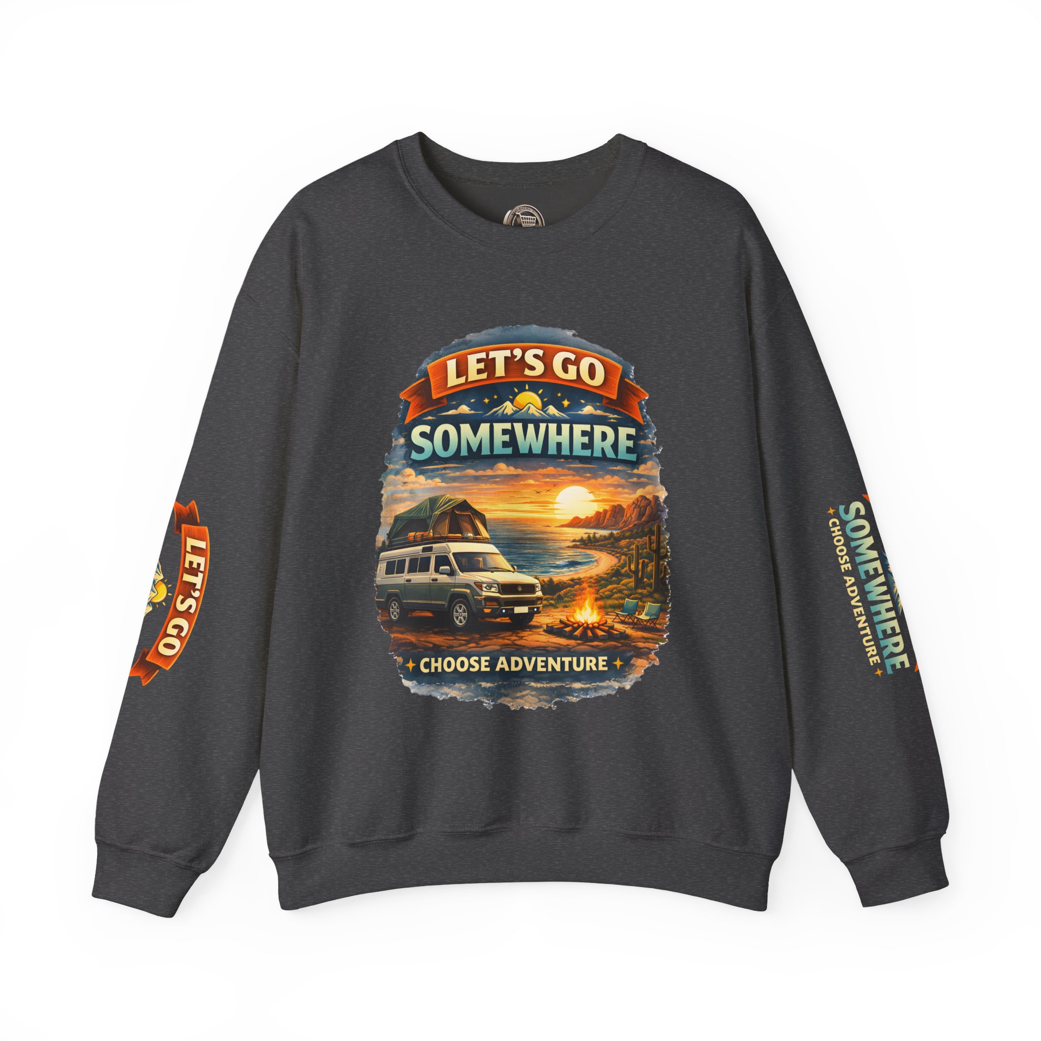 Unisex Heavy Blend™ Crewneck Sweatshirt — "Lets Go Somewhere" Design Scenic-Line