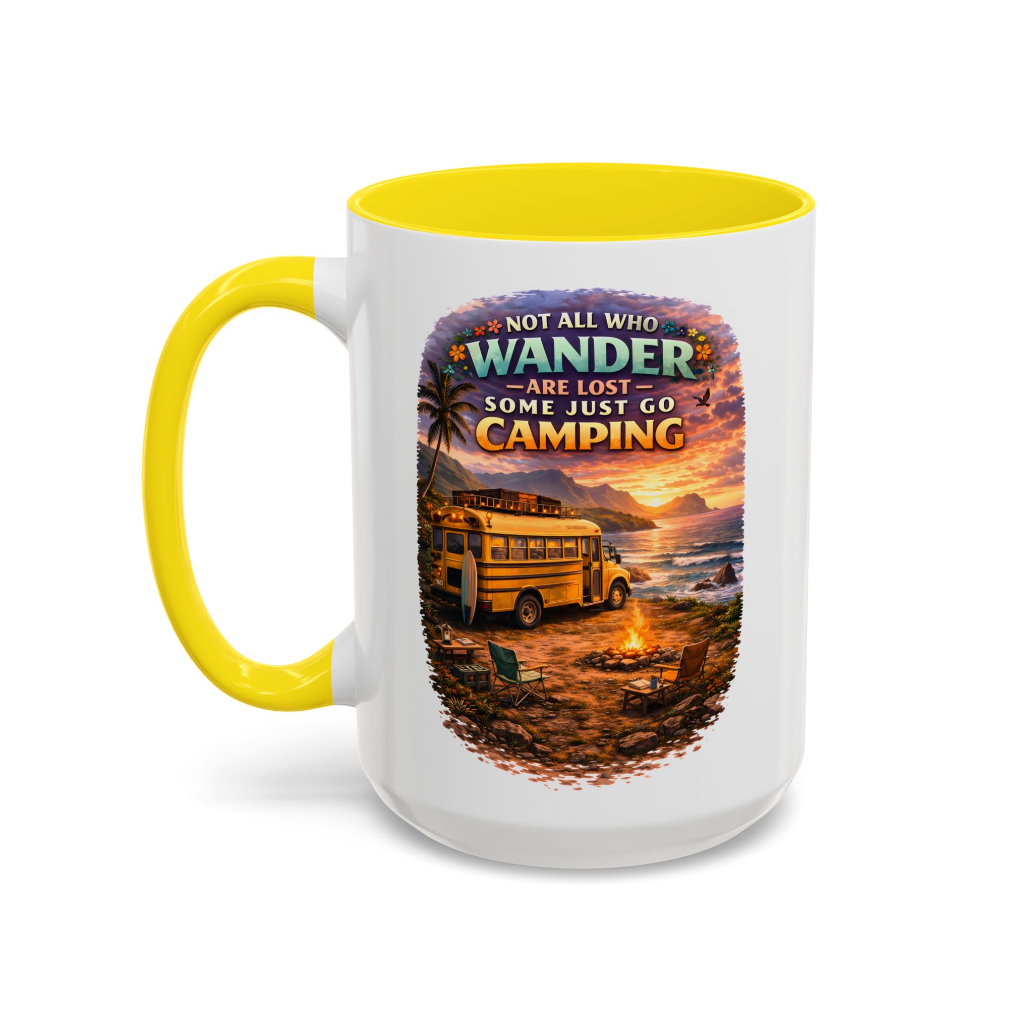 Accent Coffee Mug (11, 15oz) — "Not All Who Wander Are Lost" Design Scenic-Line