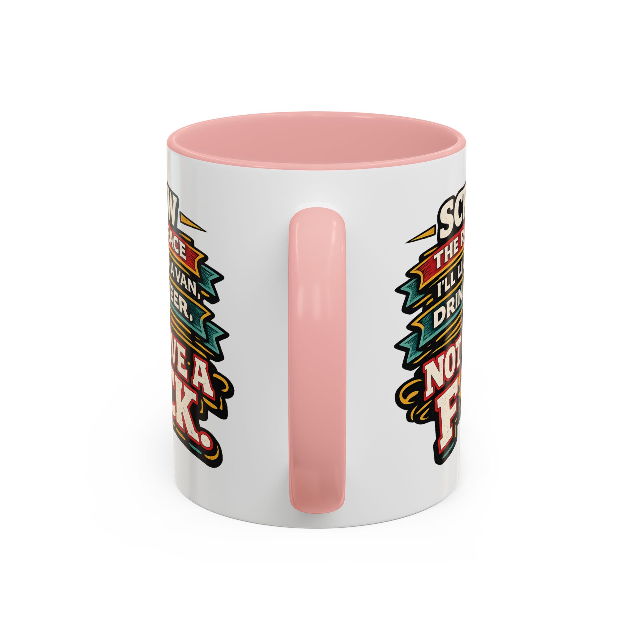 Accent Coffee Mug (11, 15oz) — "Screw The Rat Race" Design F**K-Line