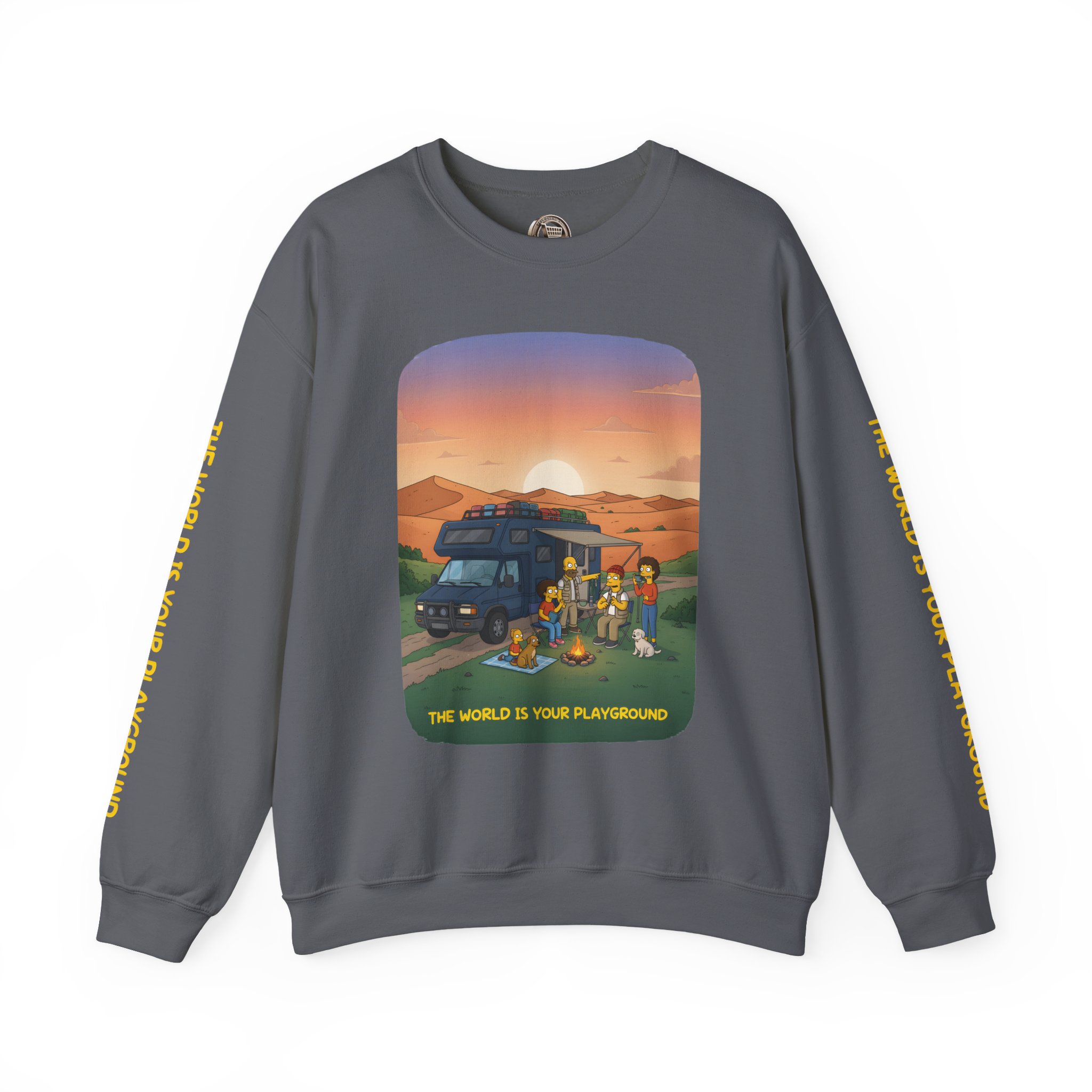 Unisex Heavy Blend™ Crewneck Sweatshirt — "The World Is Your playground" Design Sitcom-Line