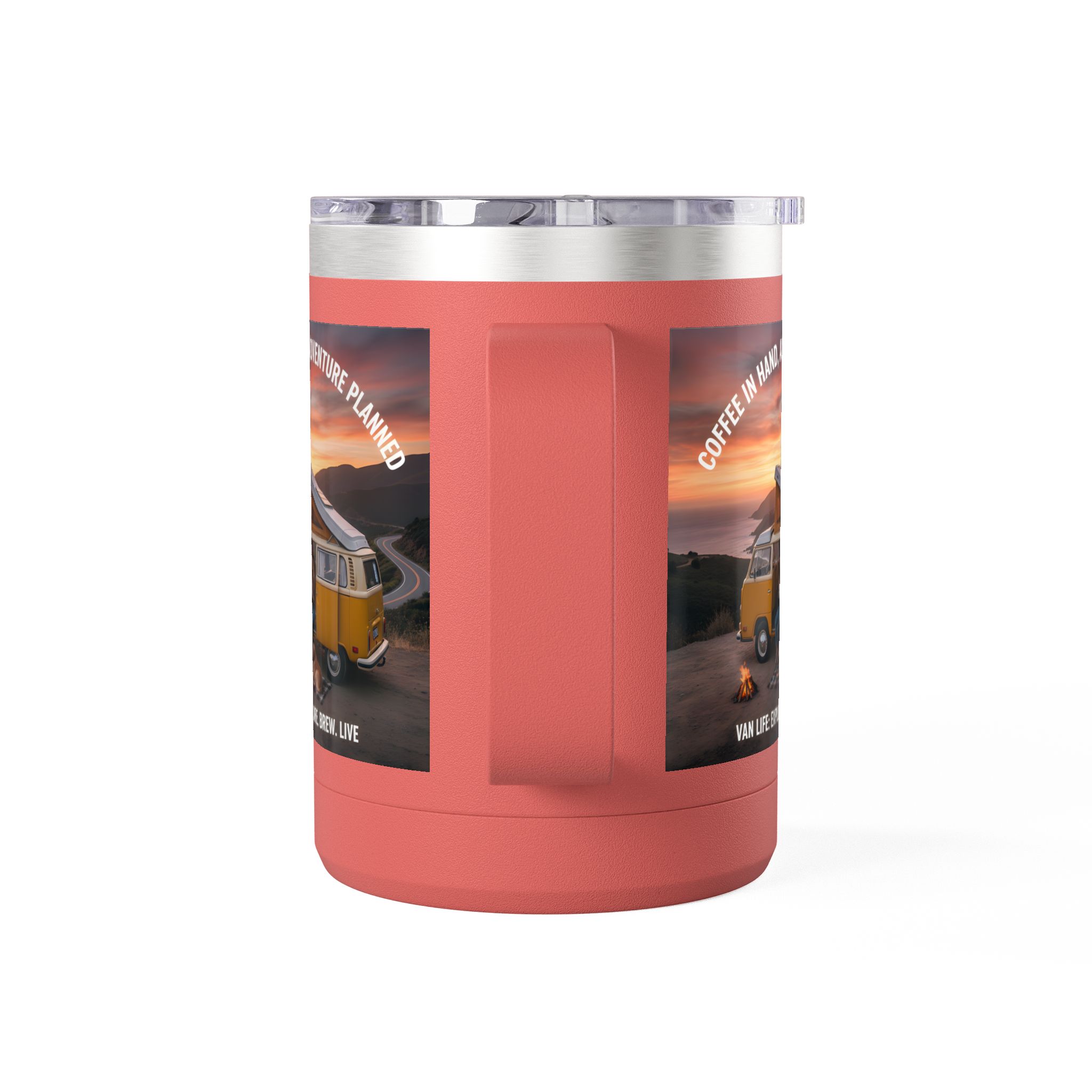 Coffee Mug Tumbler, 15oz — "Coffee in Hand, Adventure Planned"