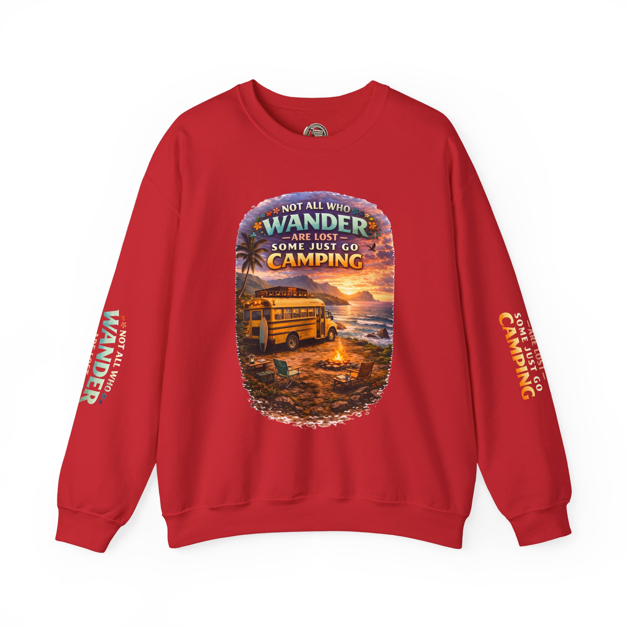 Unisex Heavy Blend™ Crewneck Sweatshirt — "Not All Who Wander Are Lost" Design Scenic-Line