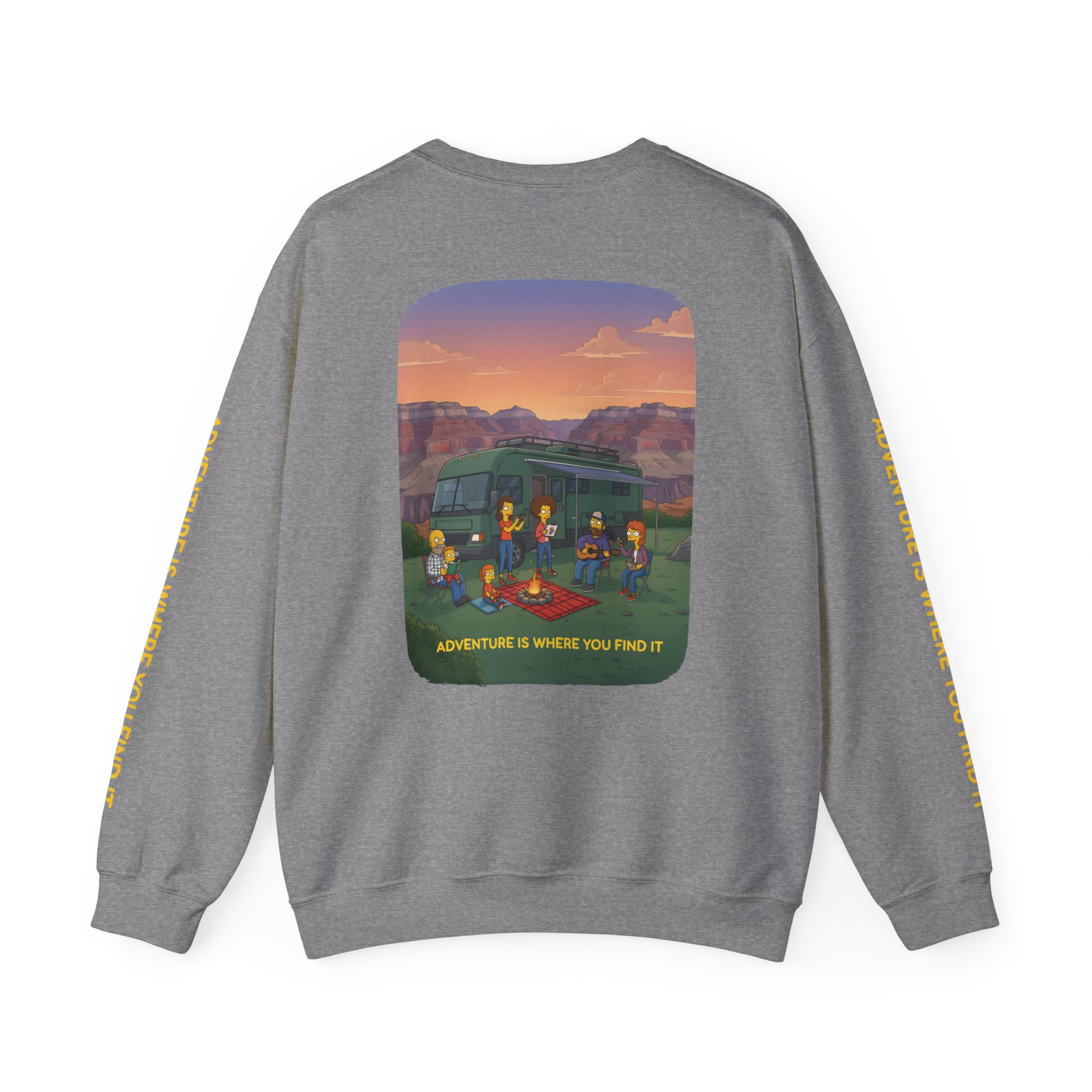 Unisex Heavy Blend™ Crewneck Sweatshirt — "Adventure Is Where You Find It" Design Sitcom-Line